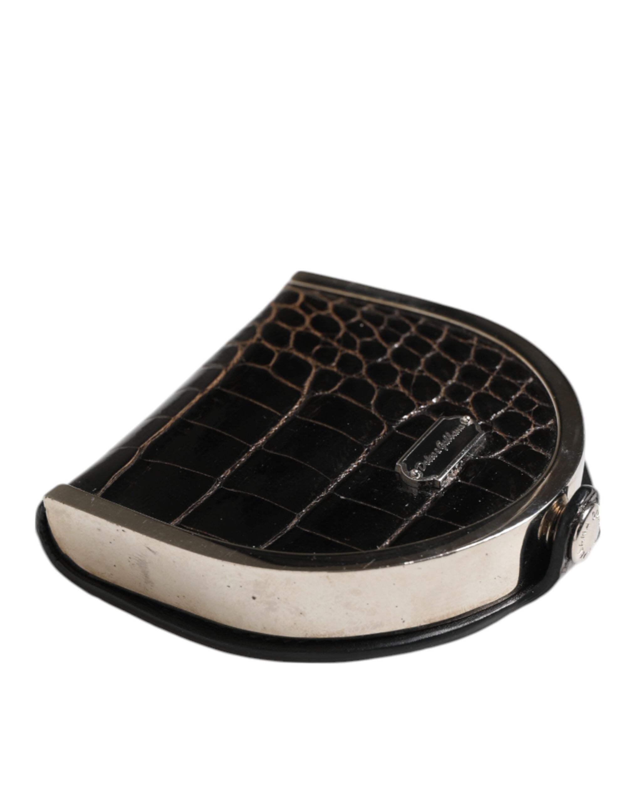 Dolce & Gabbana Black Polished Crocodile Leather Mens Coin Purse