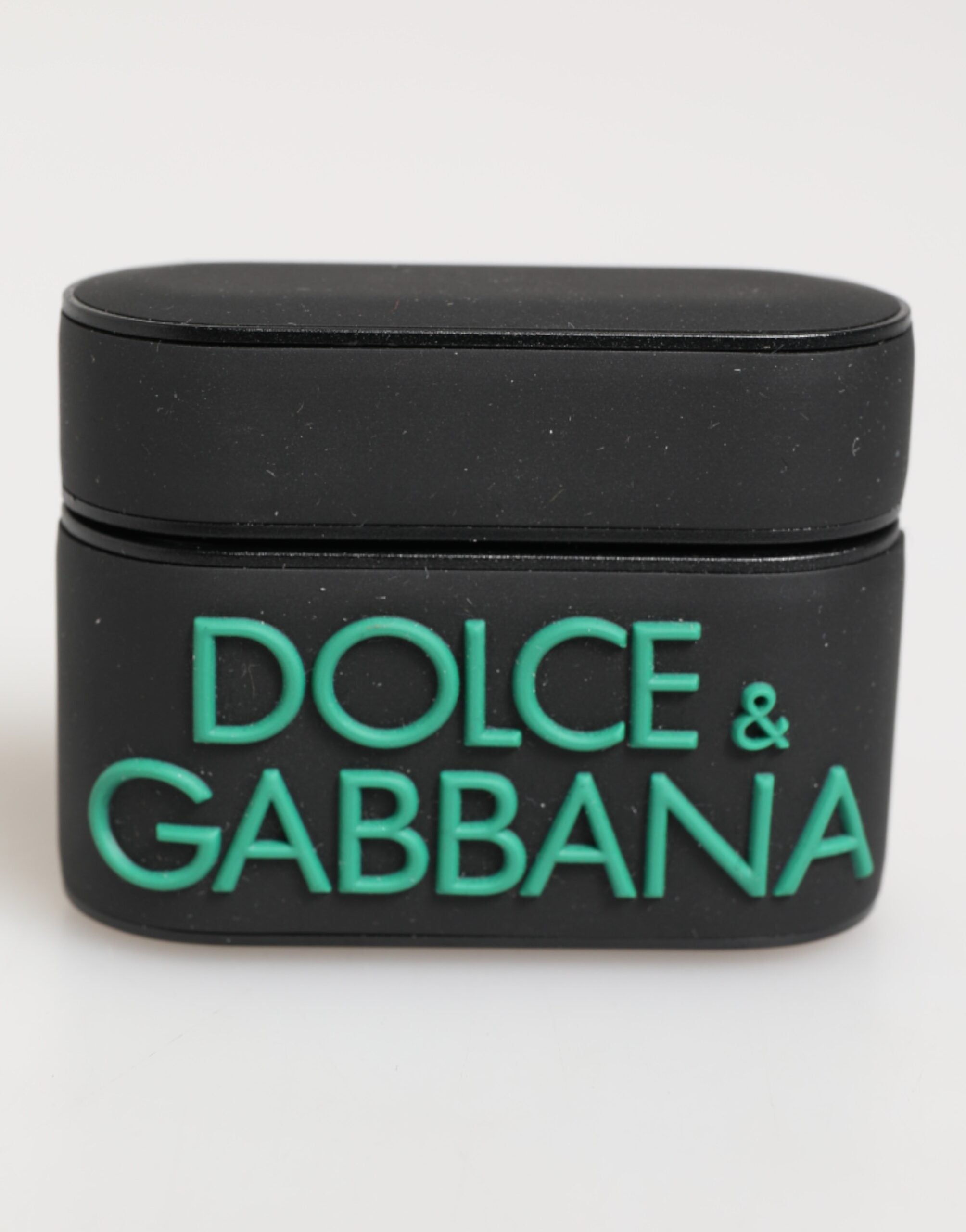 Dolce & Gabbana Black Mint Rubber Logo Embossed Accessory  Airpods Case LUNESCAPE