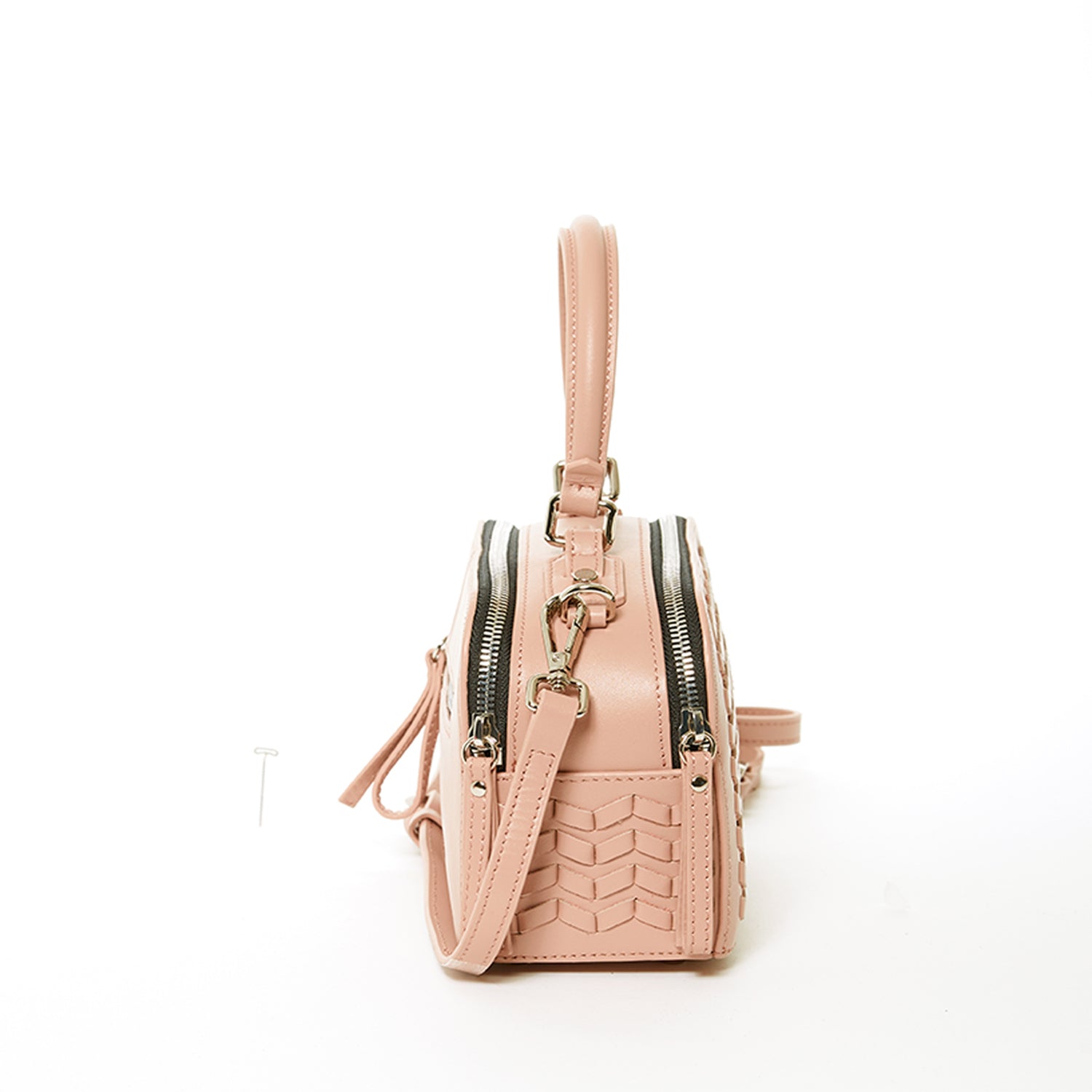 Kayla Pink Woven Leather Bag LUNESCAPE