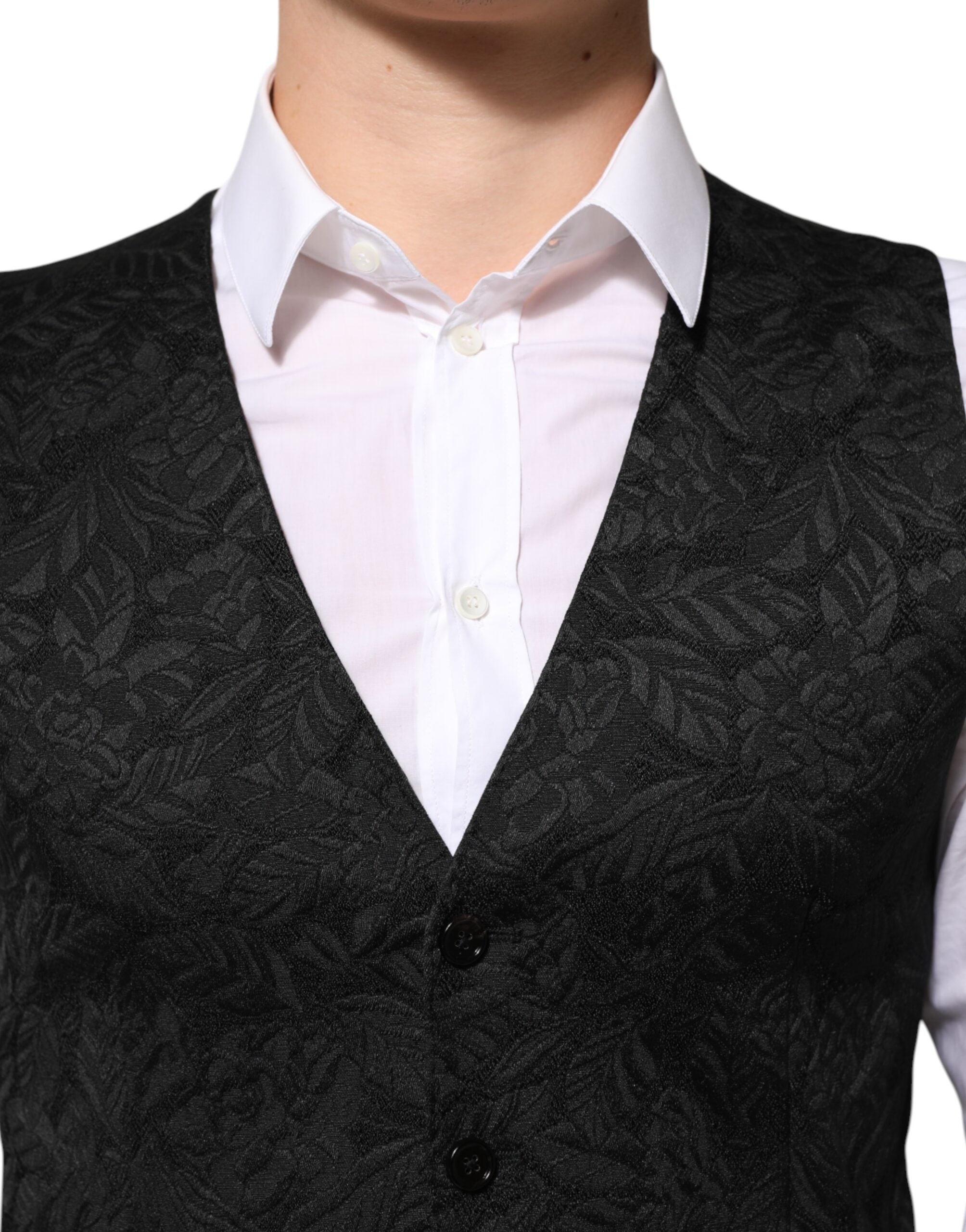 Dolce & Gabbana Black 3 Piece Brocade Jacquard Suit MARTINI