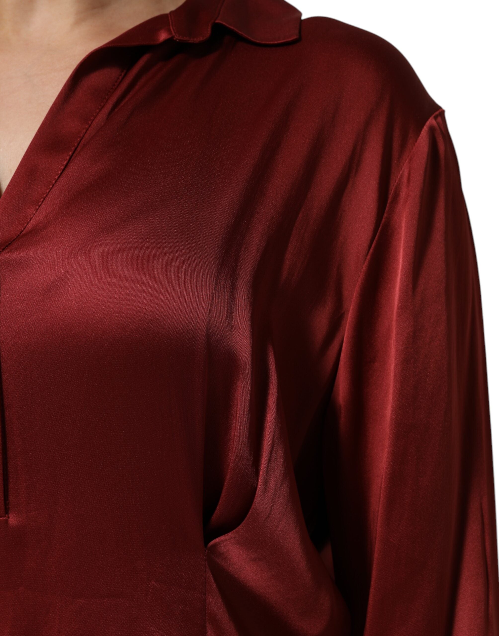 Fabiana Filippi Burgundy Acetate Viscose Satin Long Dress
