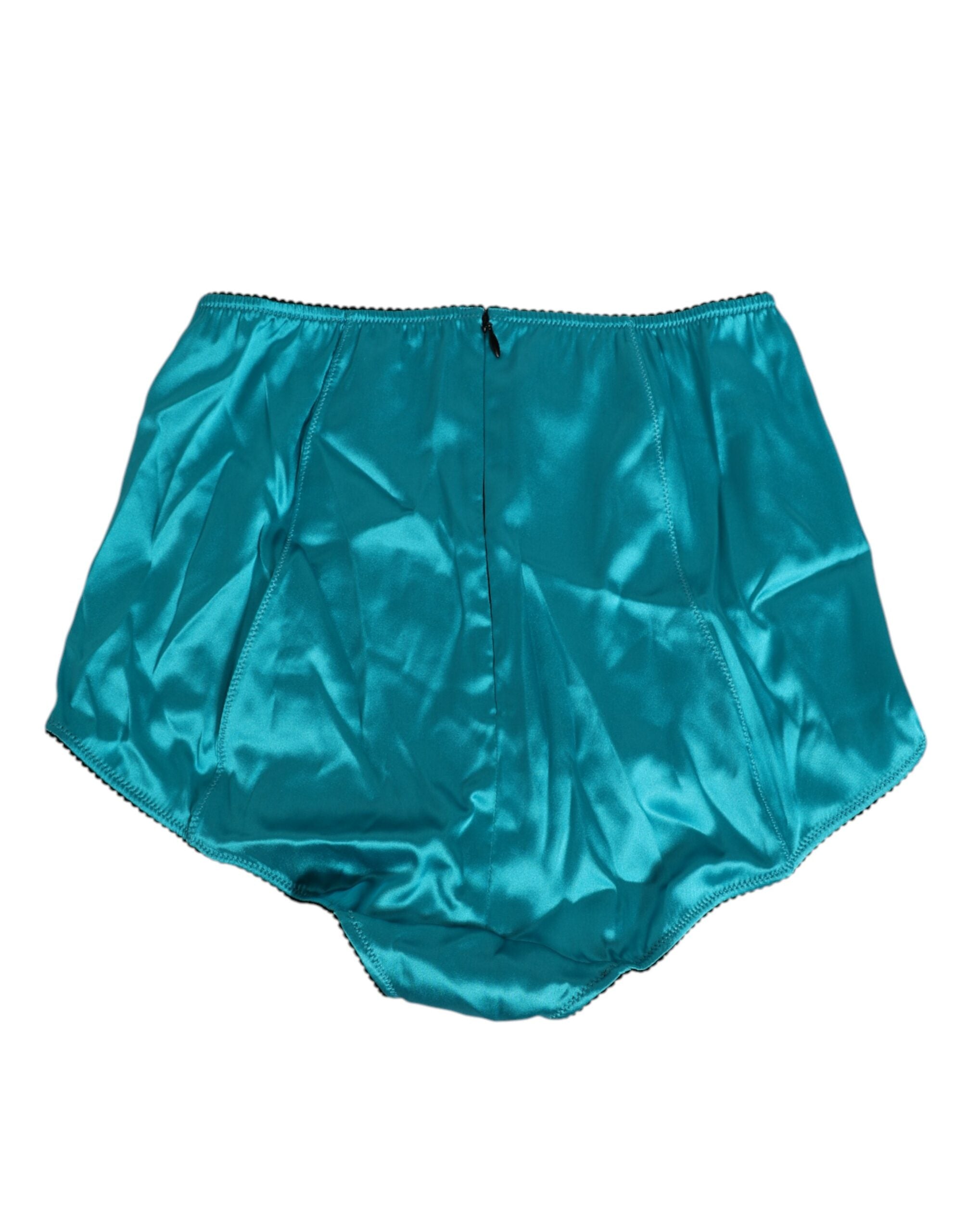 Dolce & Gabbana Aqua Green Satin High-Waist Briefs Underwear LUNESCAPE