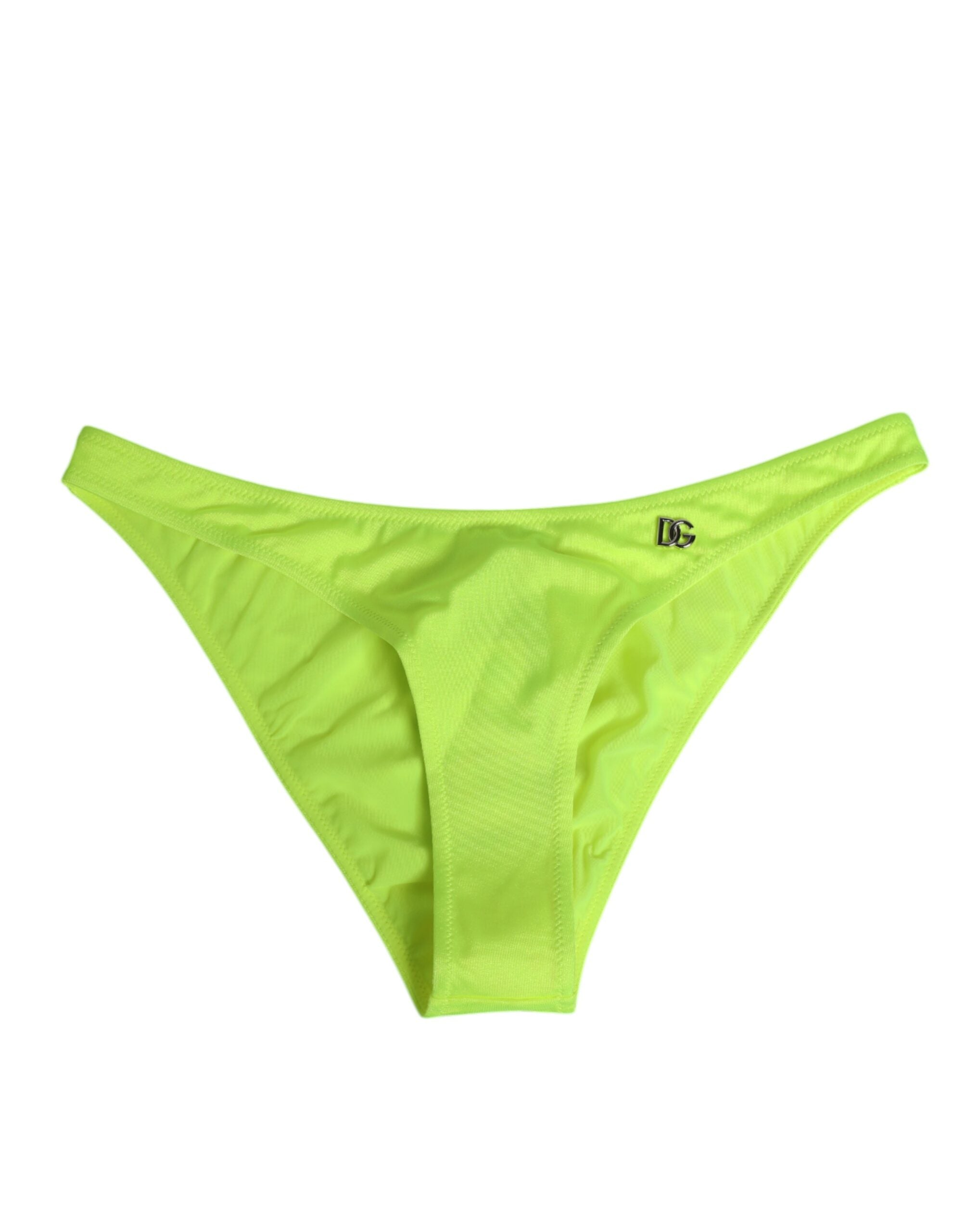 Dolce & Gabbana Neon Green DG Logo Swim Briefs Women Underwear LUNESCAPE