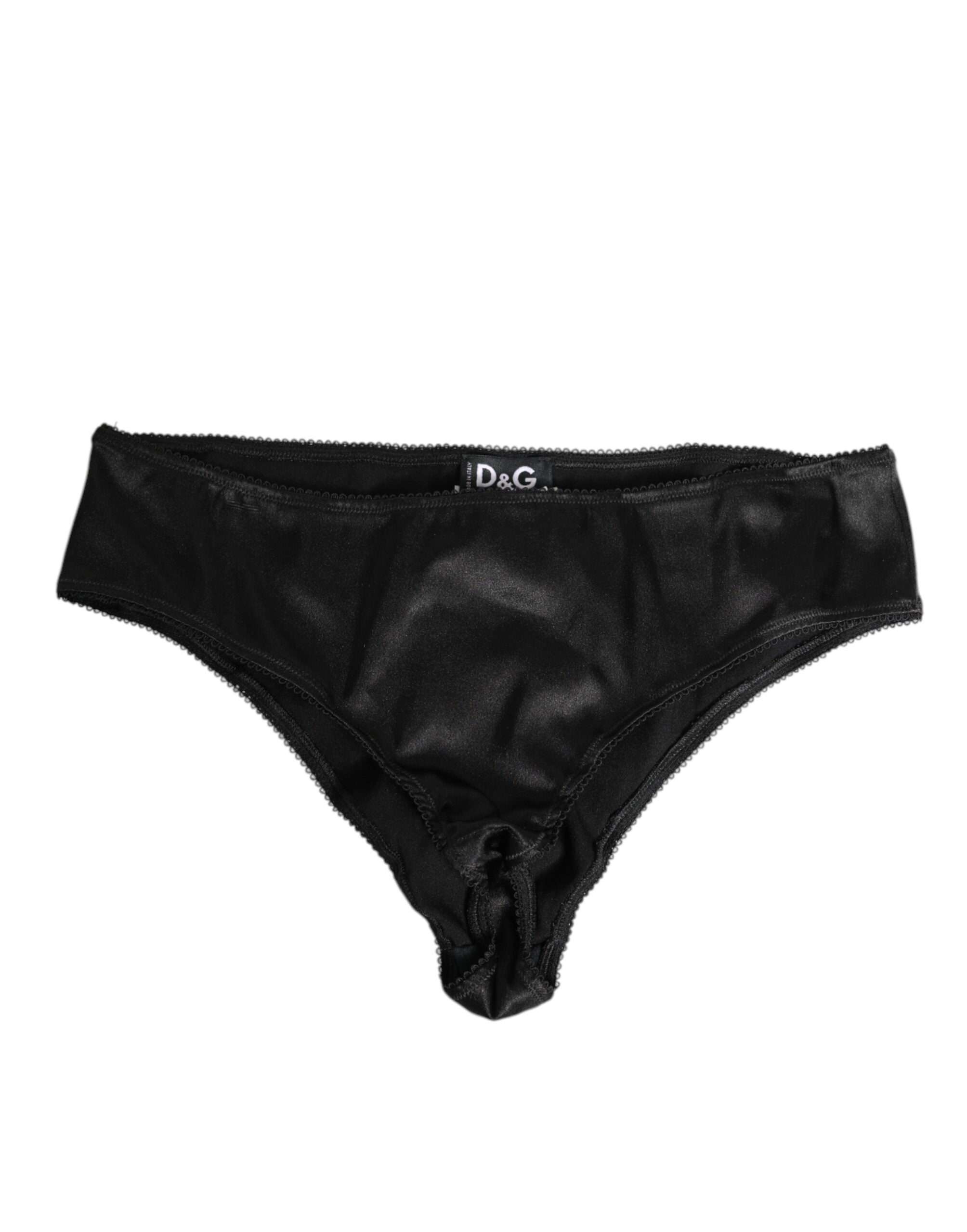 Dolce & Gabbana Black Satin Stretch Slip Brief Women Underwear LUNESCAPE