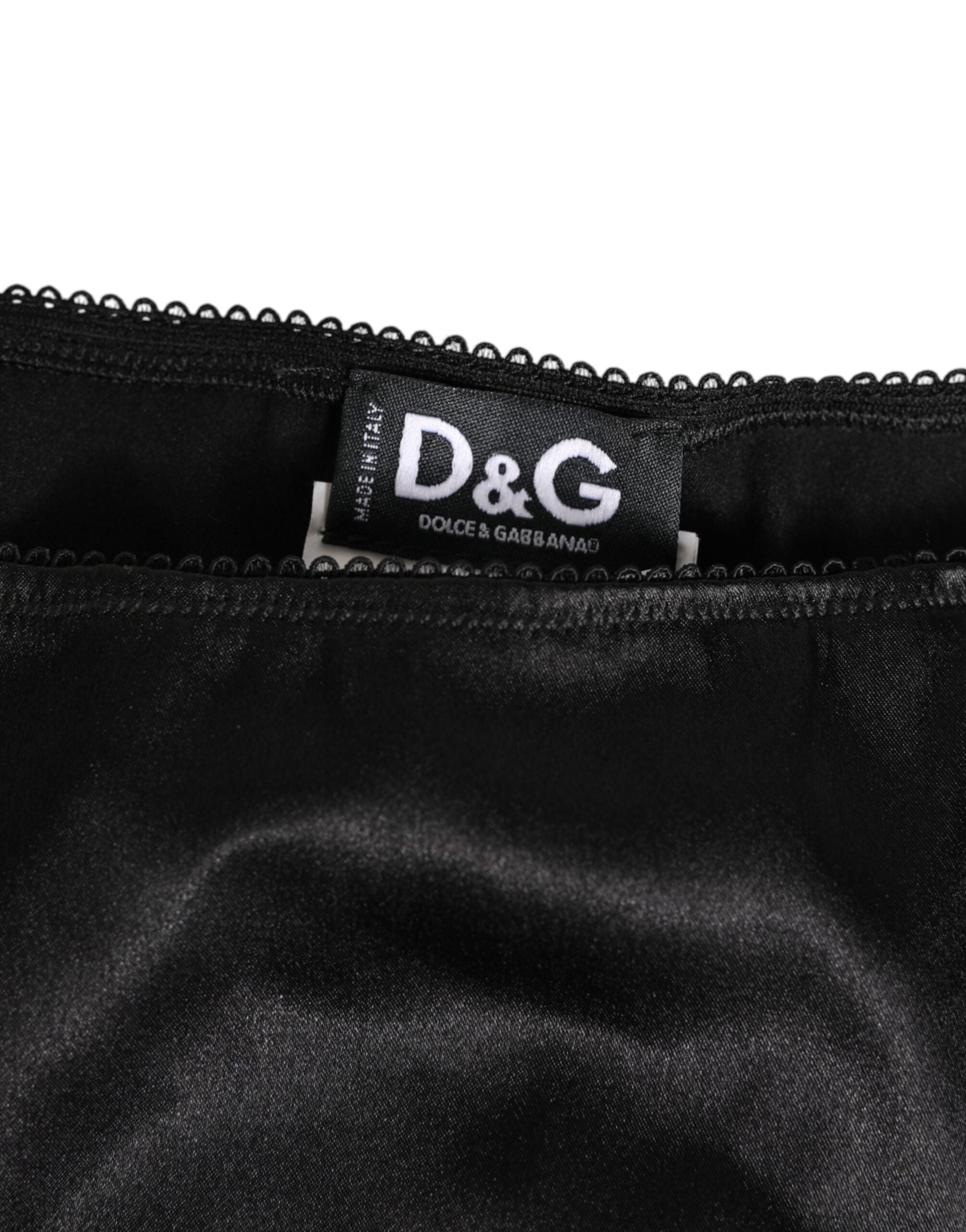 Dolce & Gabbana Black Satin Stretch Slip Brief Women Underwear LUNESCAPE