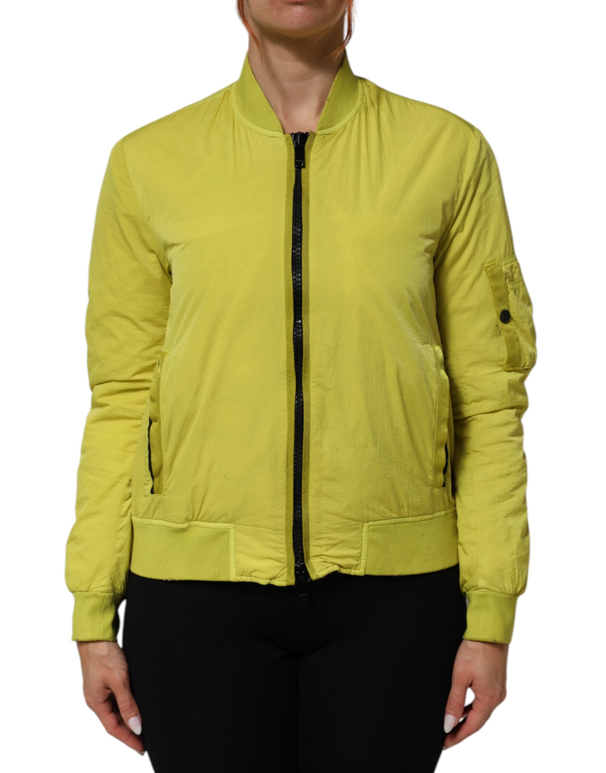 Dolce & Gabbana Yellow Polyamide Zipper Bomber Women’s Jacket LUNESCAPE