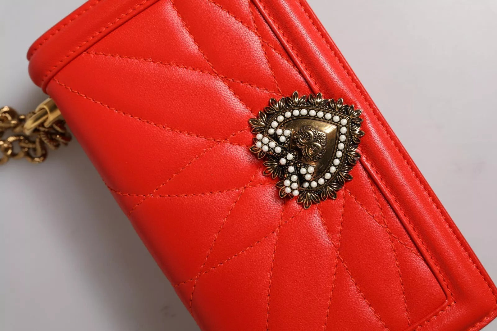 Dolce & Gabbana Red Quilted Devotion Crossbody 11 PRO Phone case bag