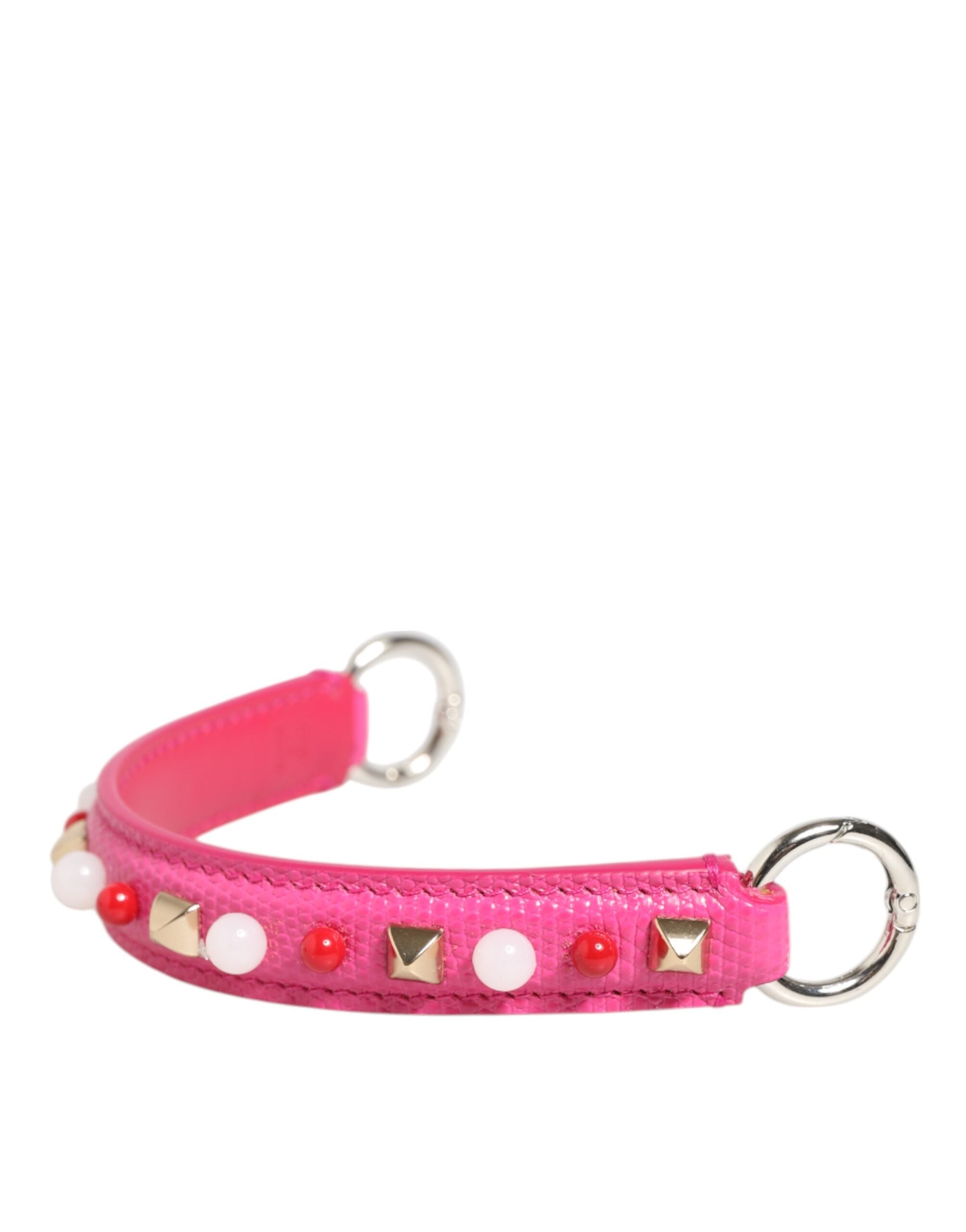 Dolce & Gabbana Pink Embellished Leather Bag Handle Women Shoulder Strap