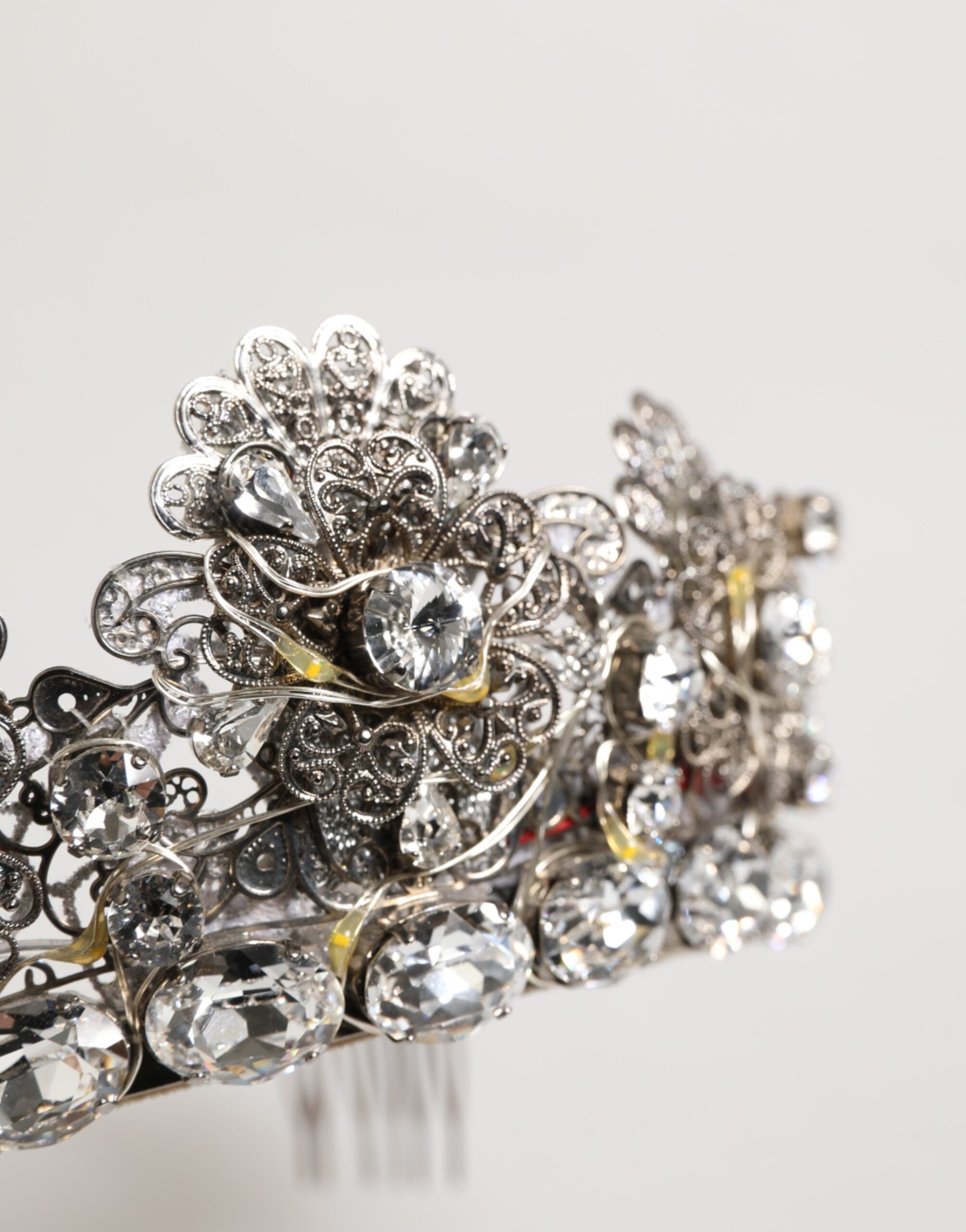 Dolce & Gabbana LED Crystal Embellished Silver Floral Filigree Crown Tiara LUNESCAPE