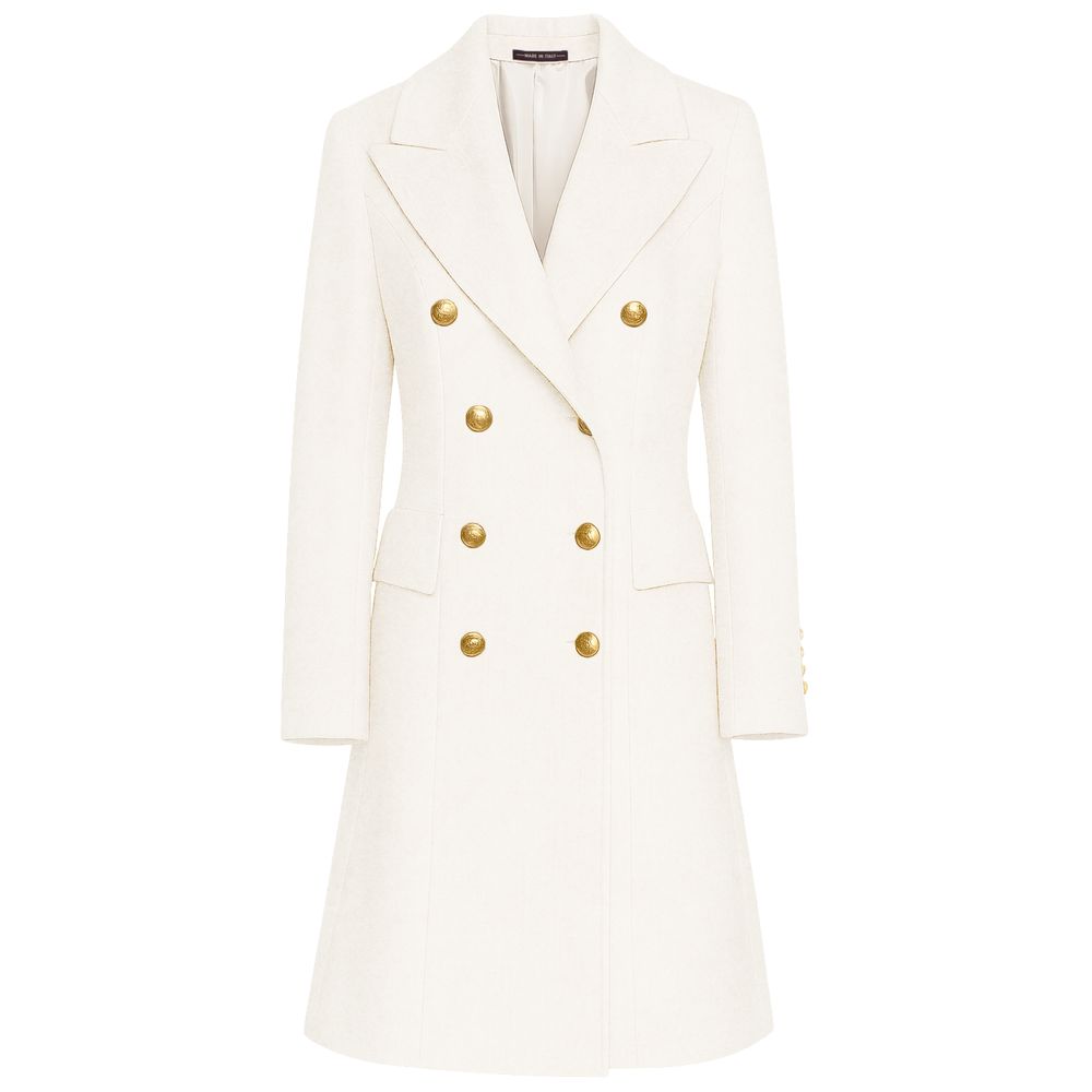 Made in Italy White Wool Jackets & Coat LUNESCAPE