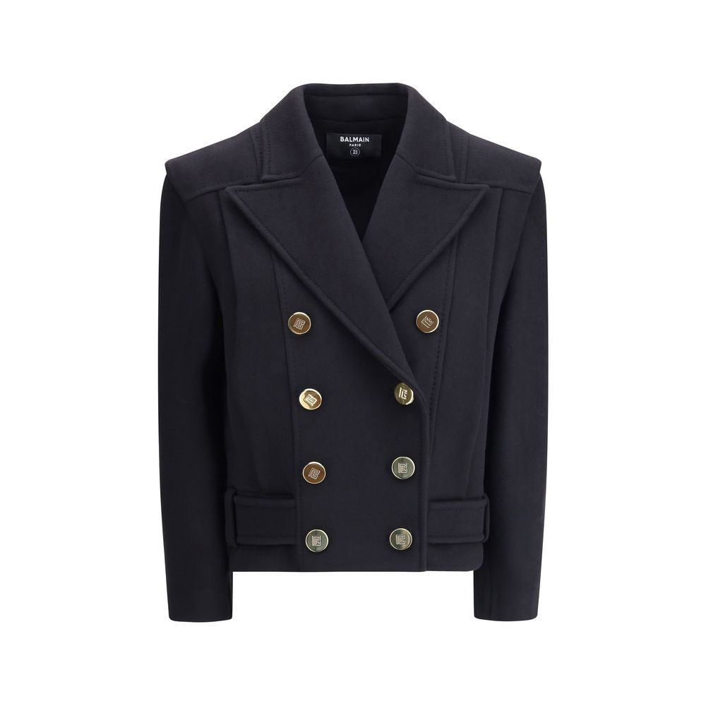 Balmain Wool Double-breasted Pea Coat LUNESCAPE
