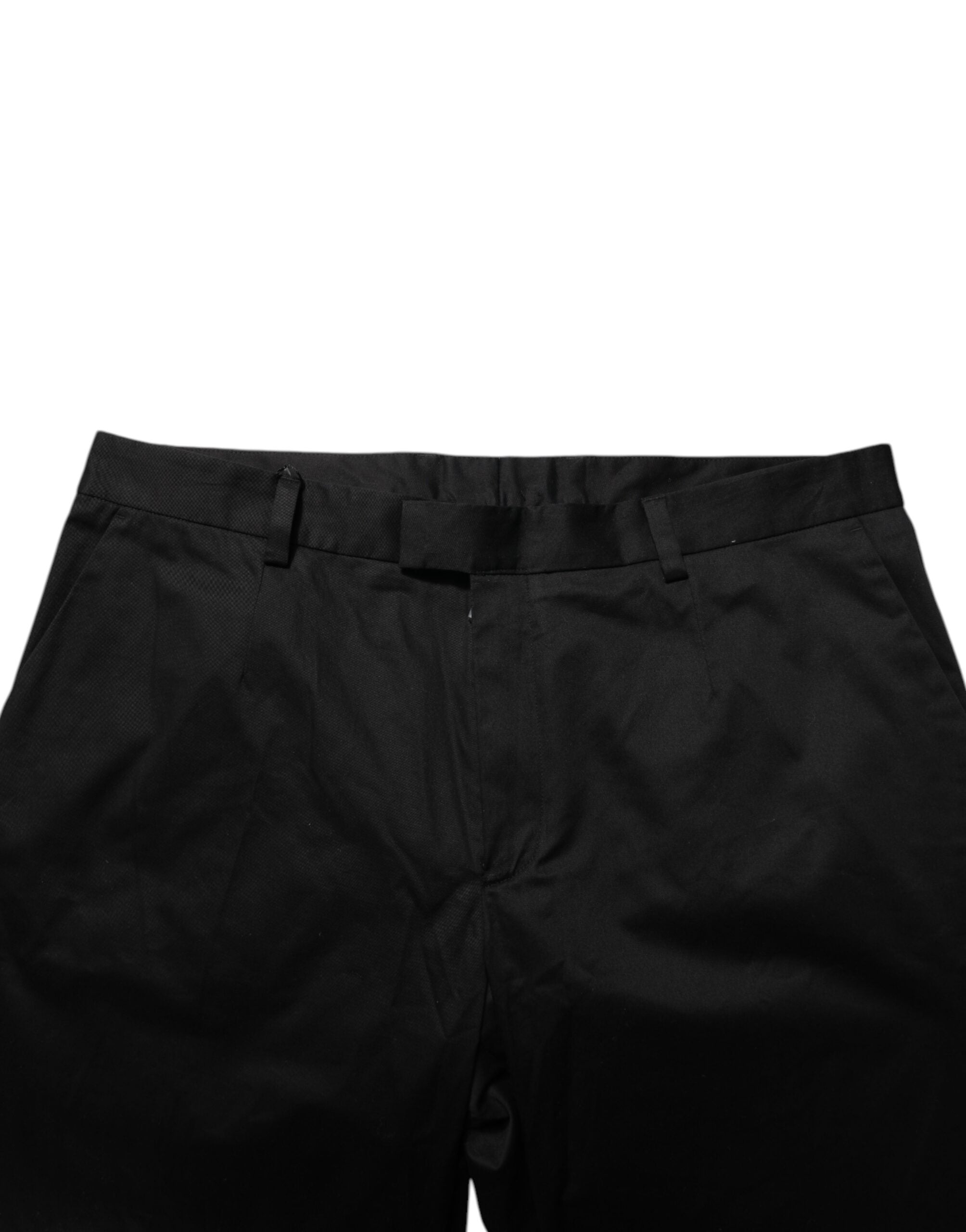 Dolce & Gabbana Black Cotton Stretch Casual Trouser Pants