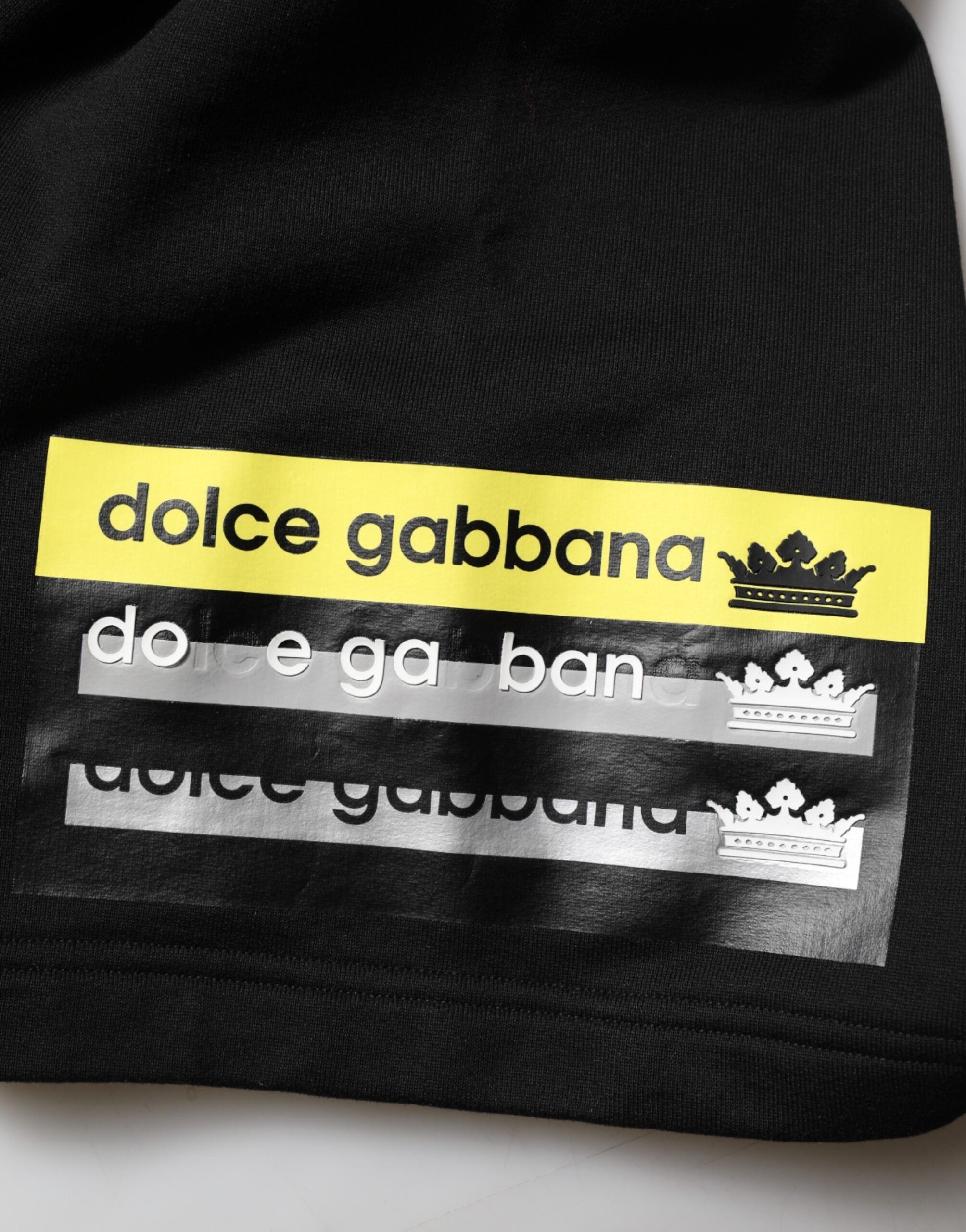 Dolce & Gabbana Black Cotton Mid Waist Casual Bermuda Short