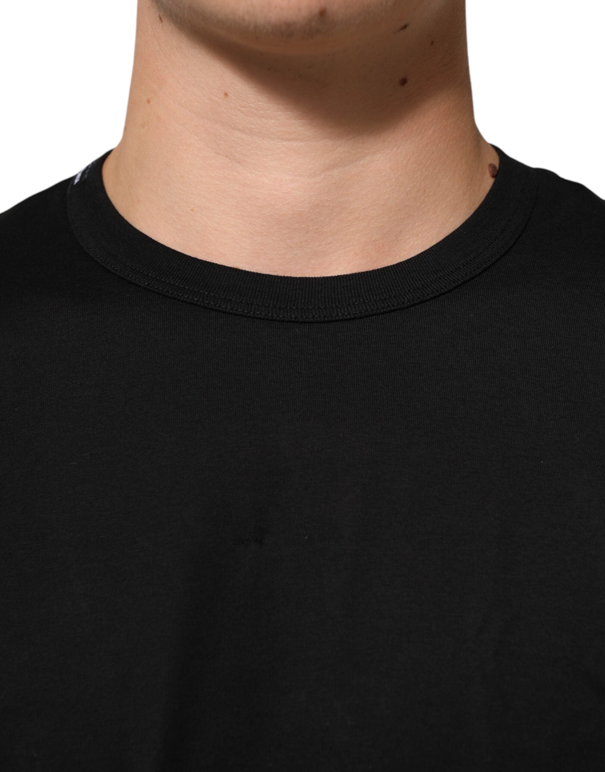 Dolce & Gabbana Black Goodluck 2021 Cotton Crew Neck T-shirt