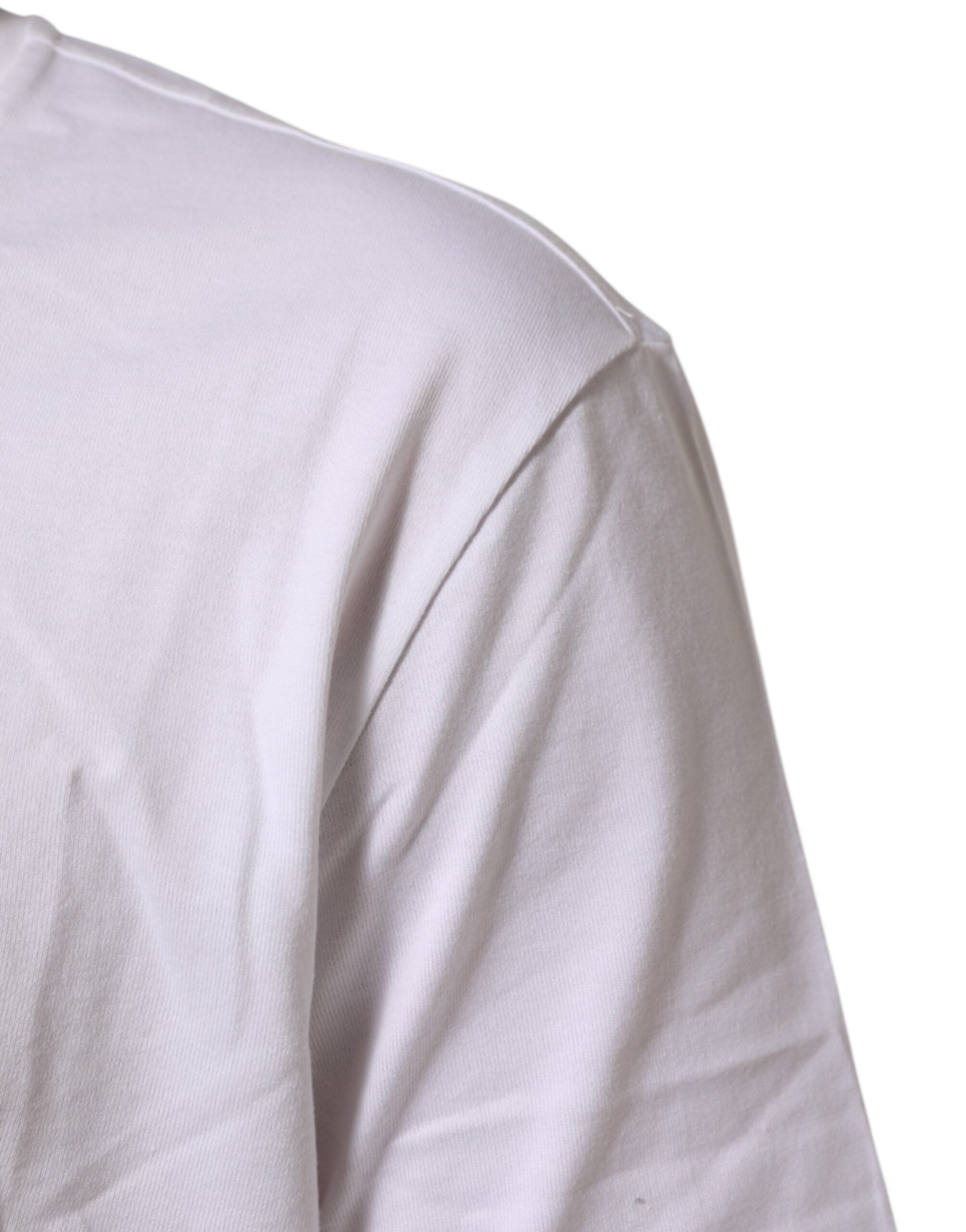 Dolce & Gabbana White Cotton Crew Neck Short Sleeves T-shirt