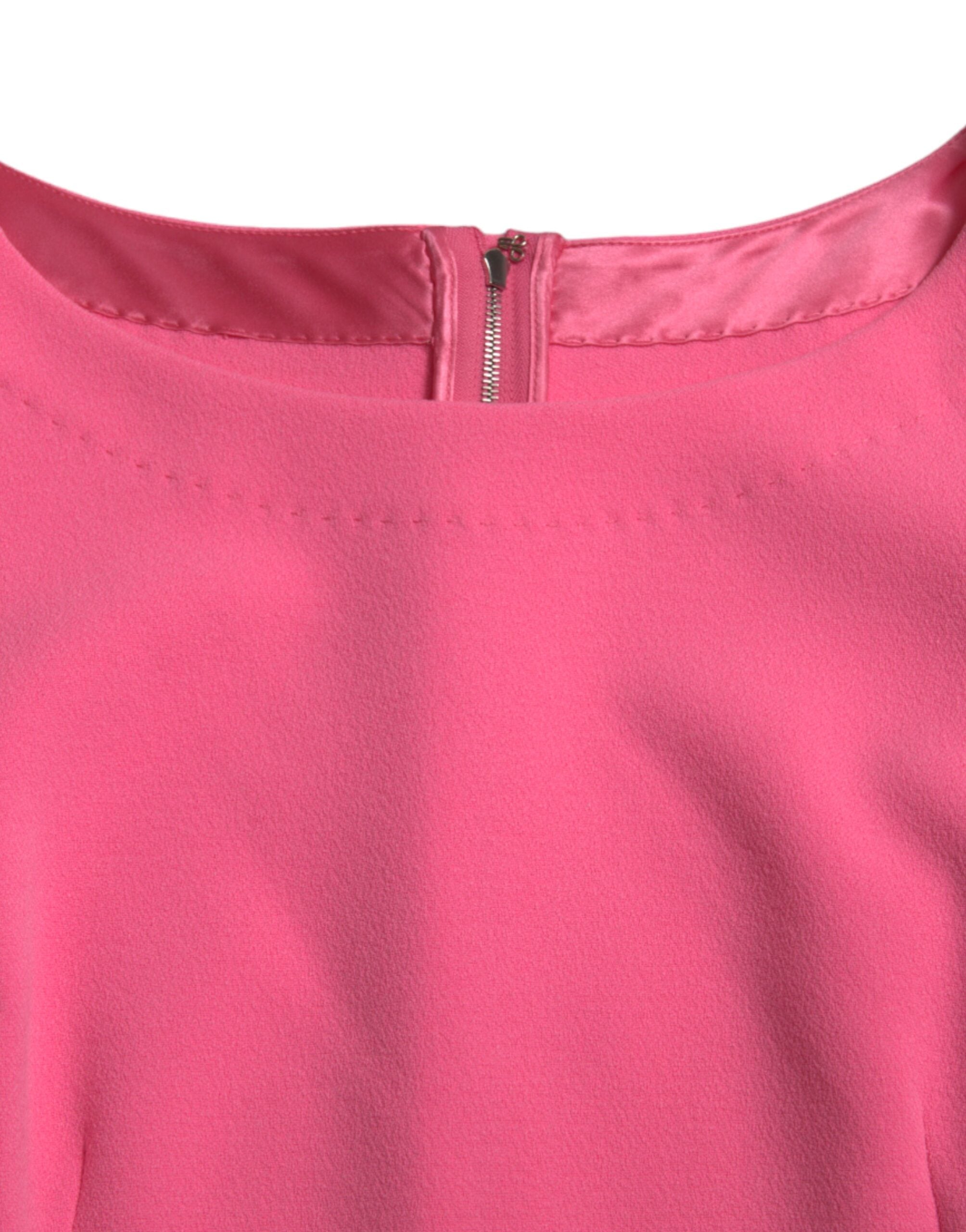 Dolce & Gabbana Pink Polyester Long Sleeves Sheath Midi Dress