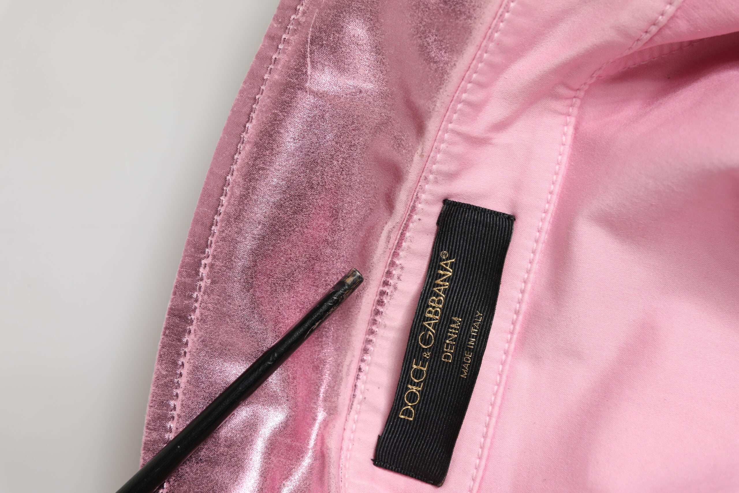 Dolce & Gabbana Pink Cotton Stretch Collared Cropped Jacket