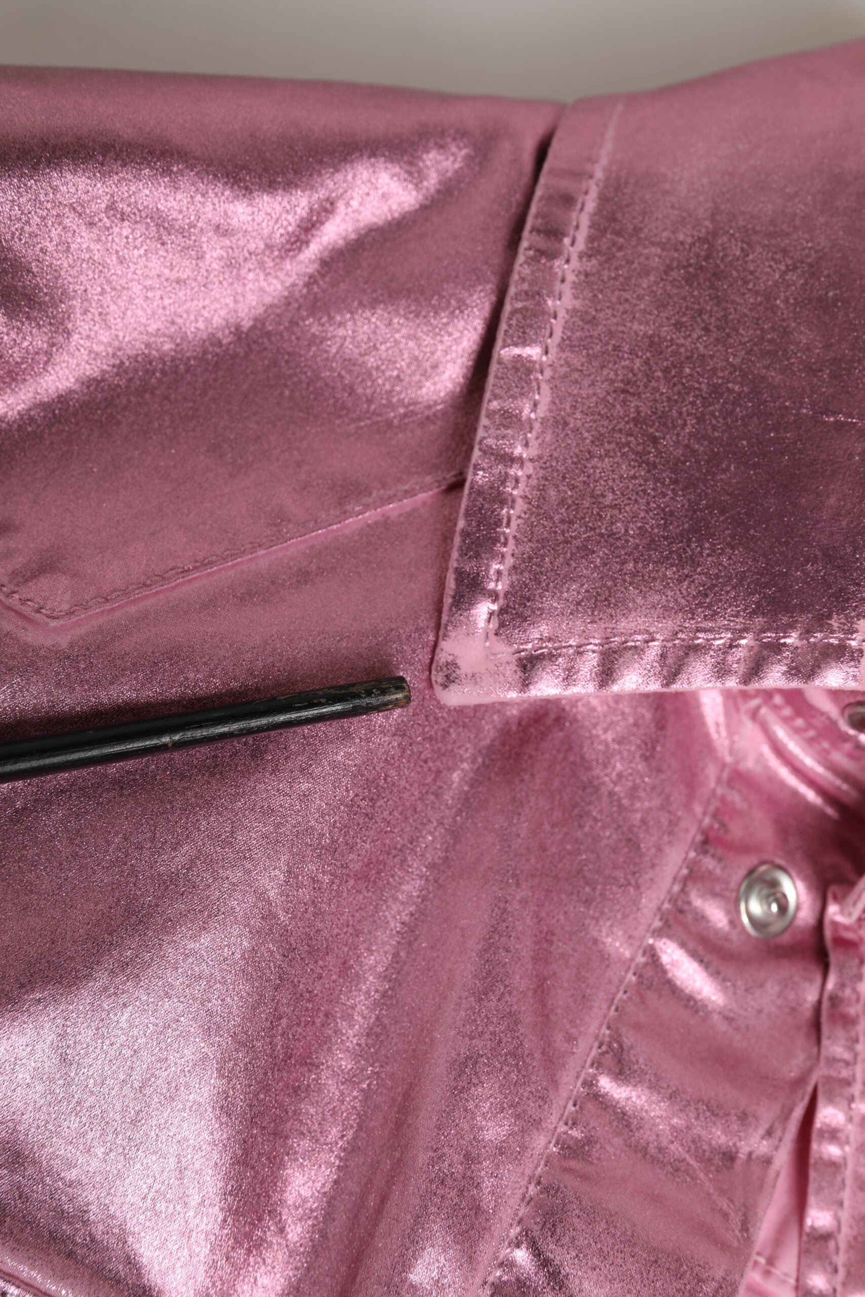 Dolce & Gabbana Pink Cotton Stretch Collared Cropped Jacket