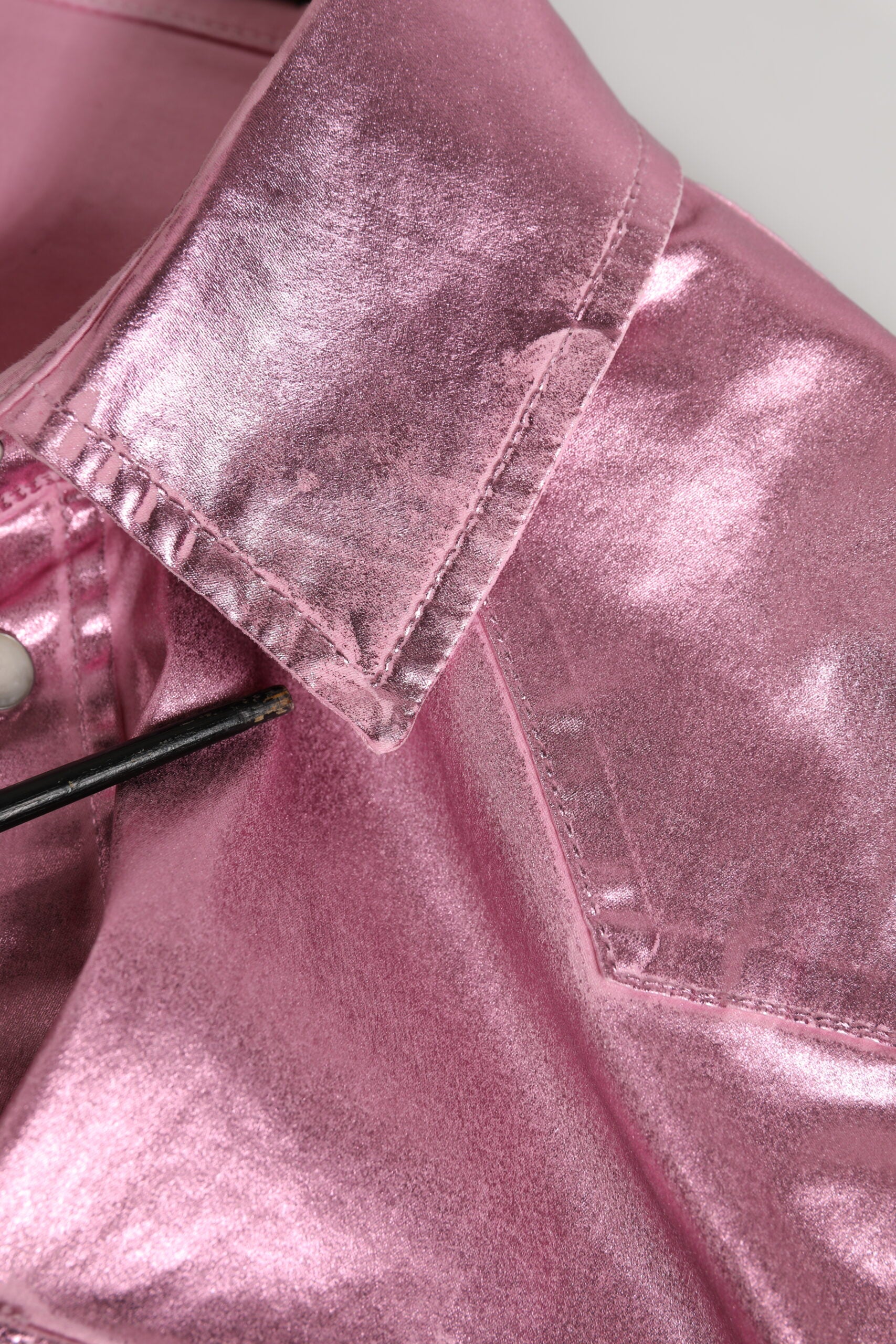Dolce & Gabbana Pink Cotton Stretch Collared Cropped Jacket