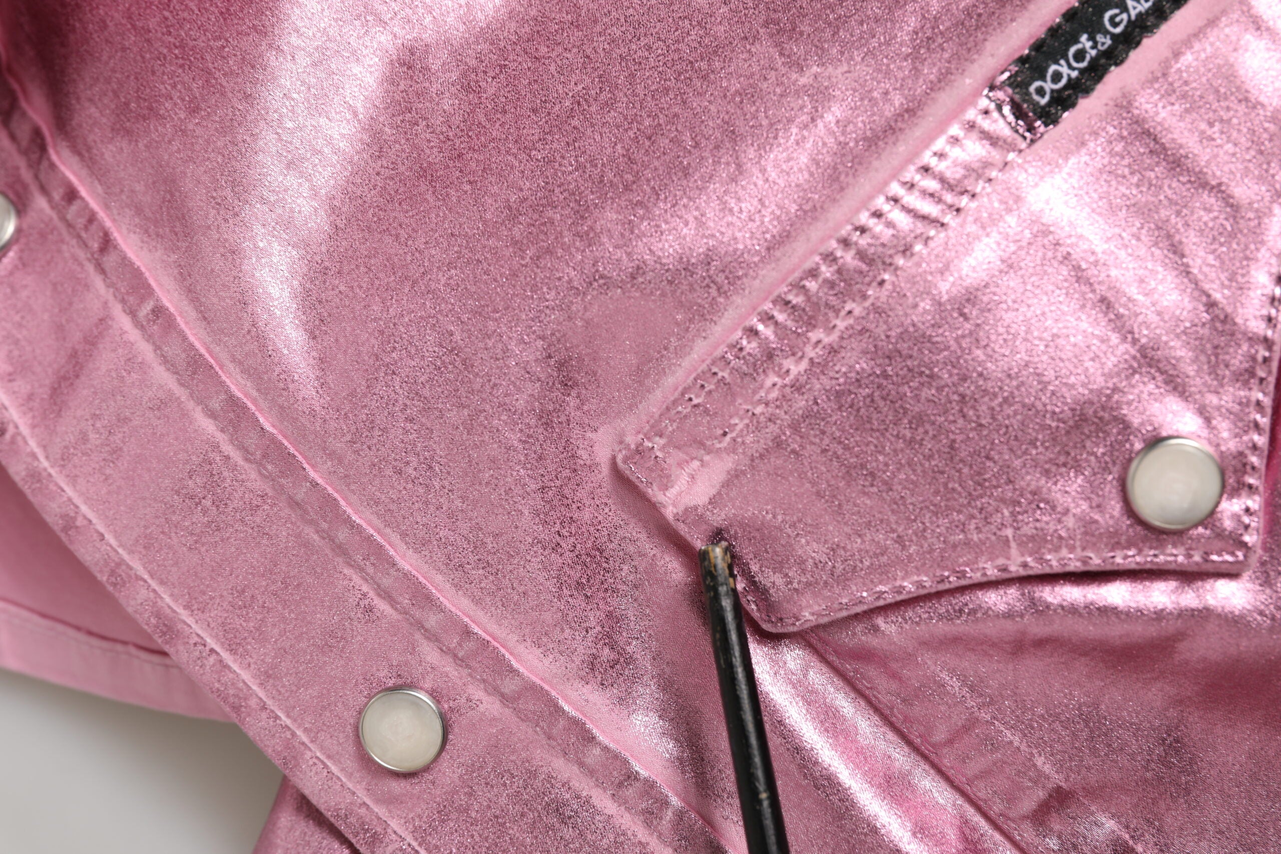 Dolce & Gabbana Pink Cotton Stretch Collared Cropped Jacket
