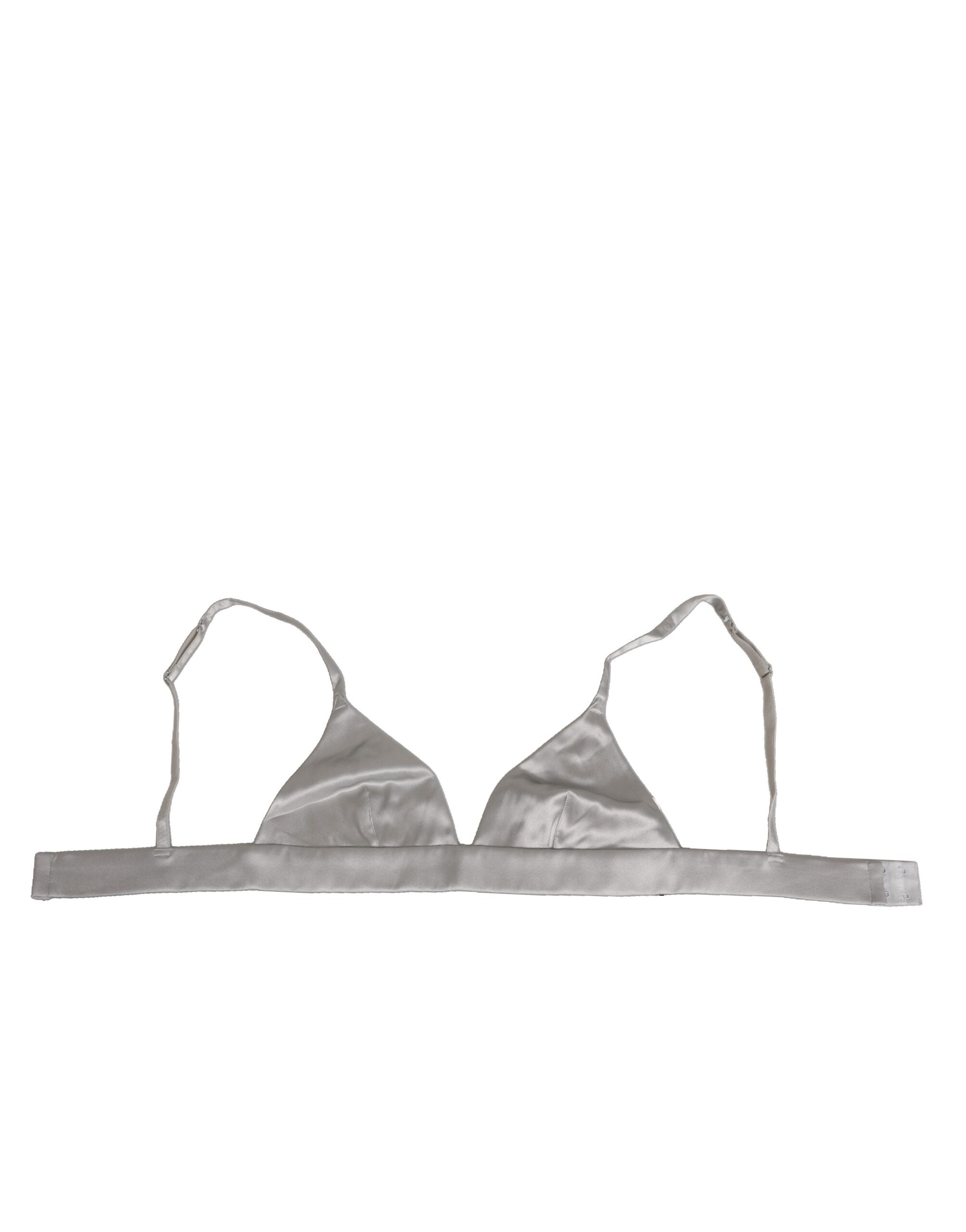 Dolce & Gabbana Gray Silk Satin Triangle Soft Cup Bra Underwear LUNESCAPE