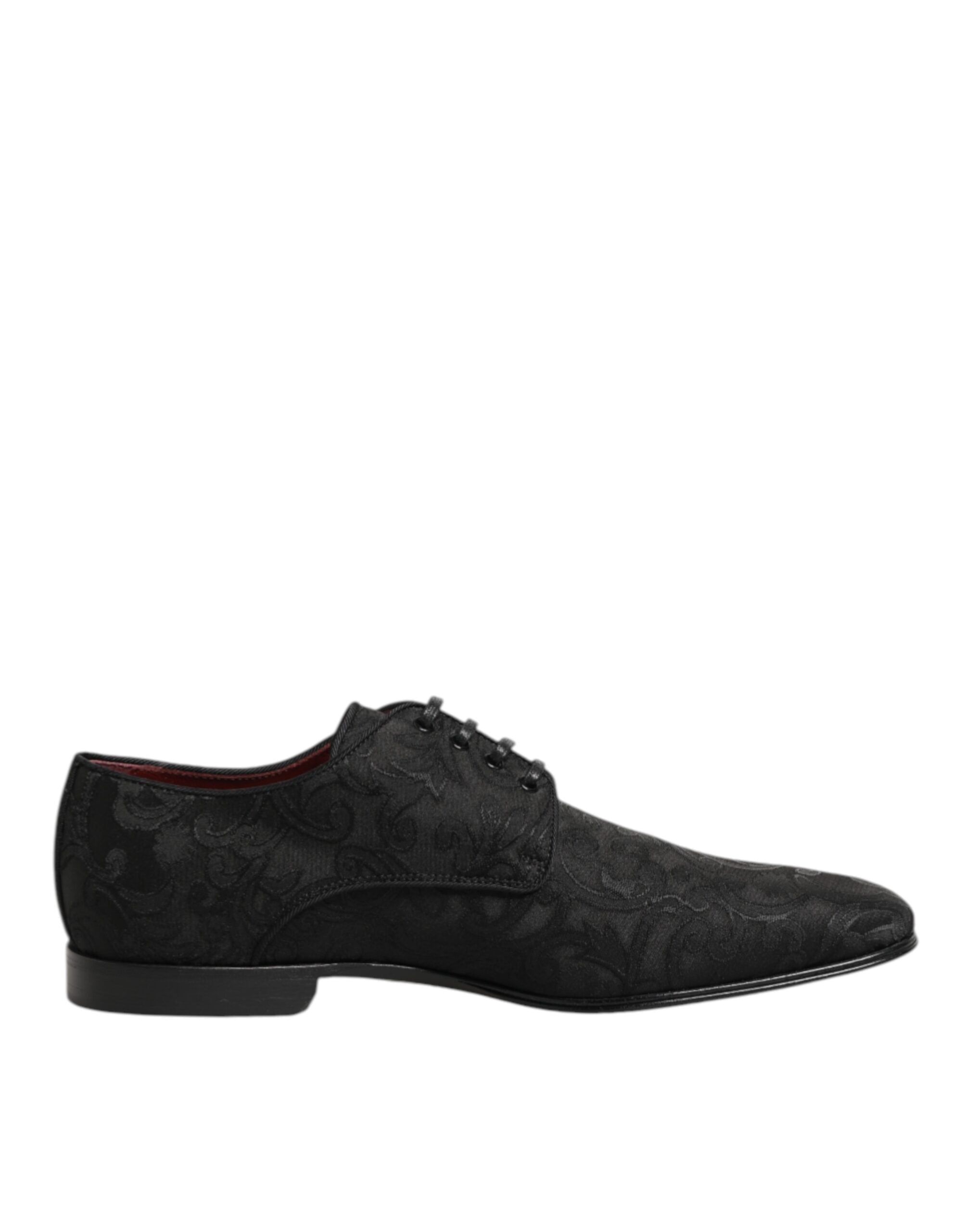 Dolce & Gabbana Black Brocade Lace Up Derby Men Dress Shoes LUNESCAPE