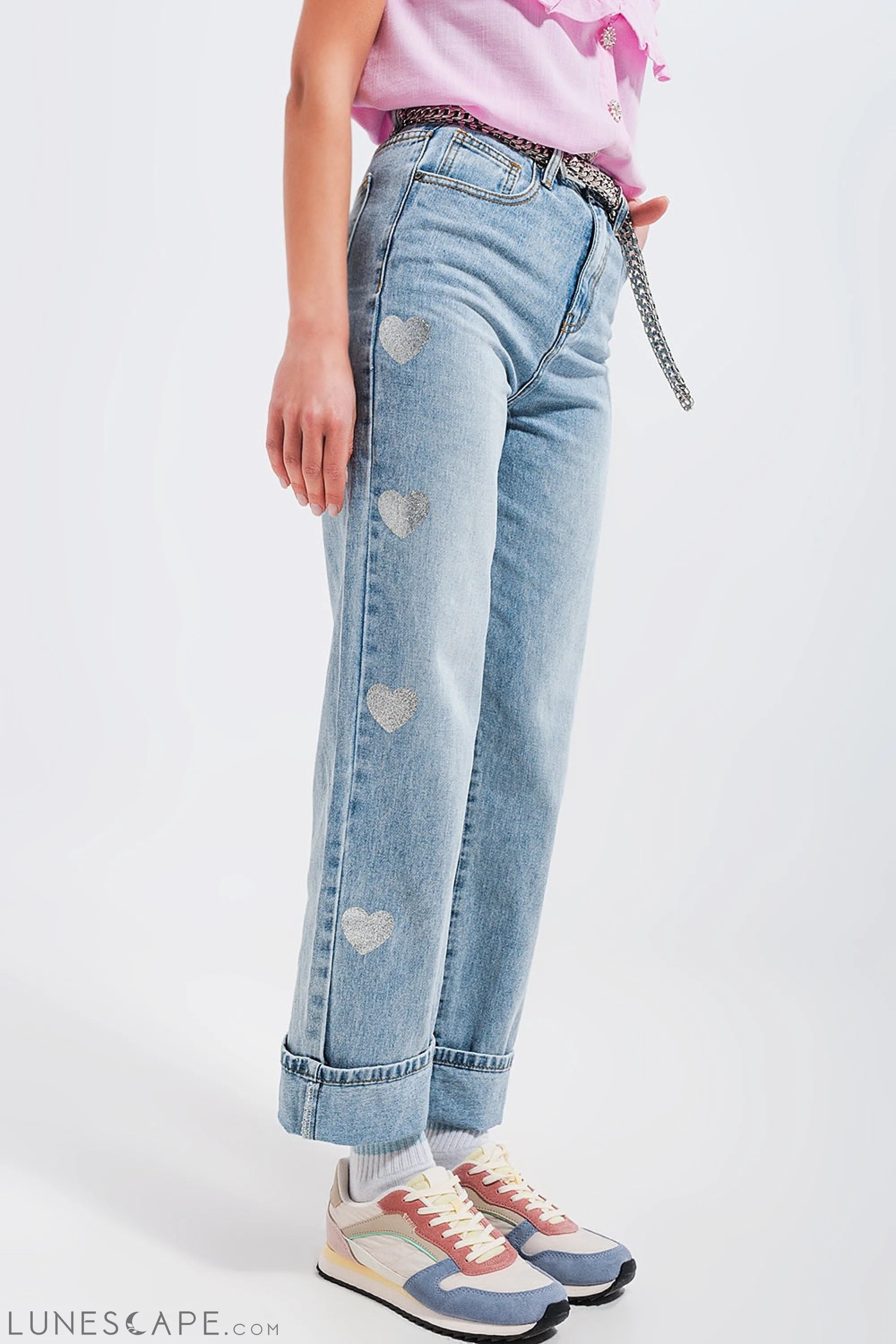 90s Jean in Heart Print LUNESCAPE