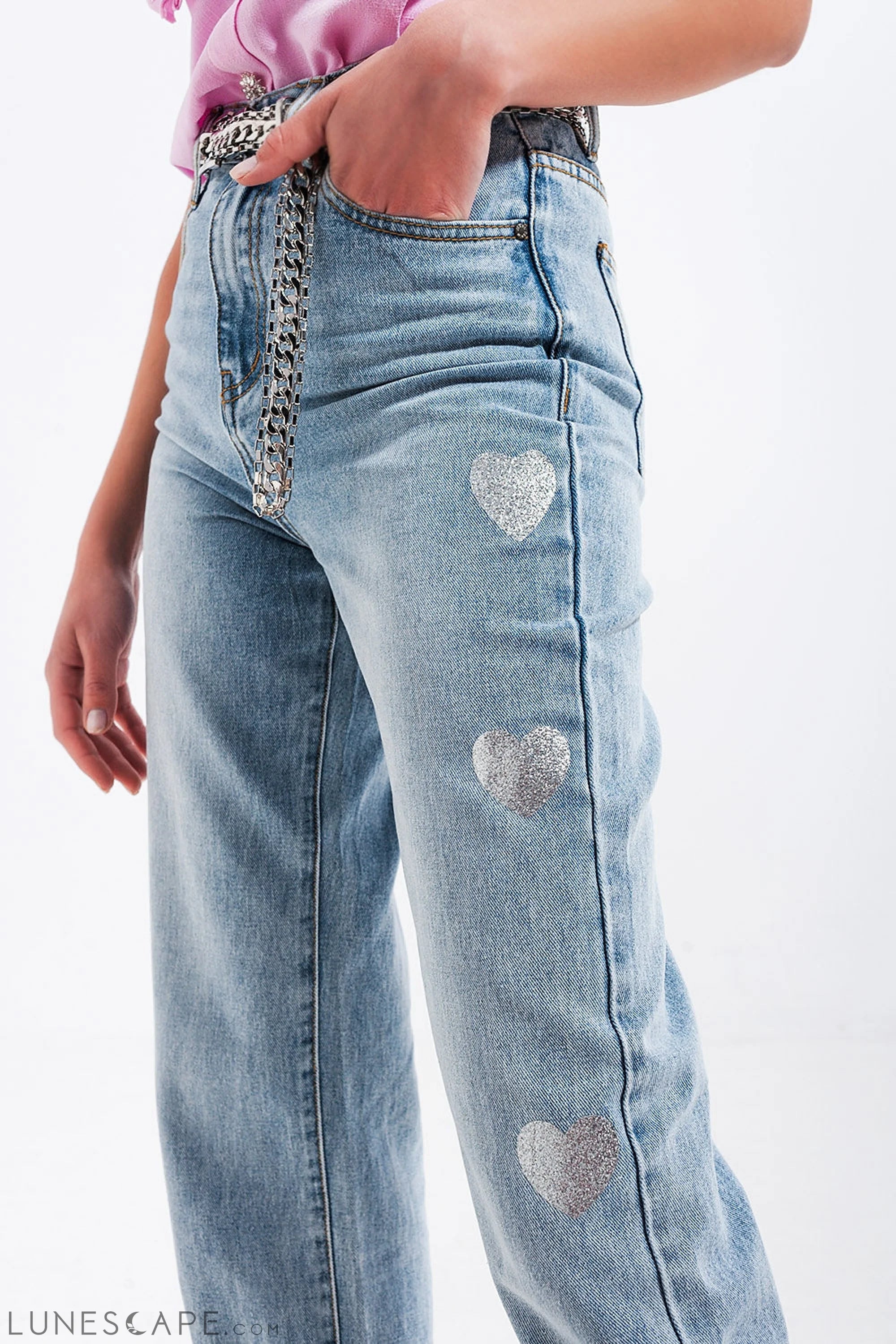 90s Jean in Heart Print LUNESCAPE