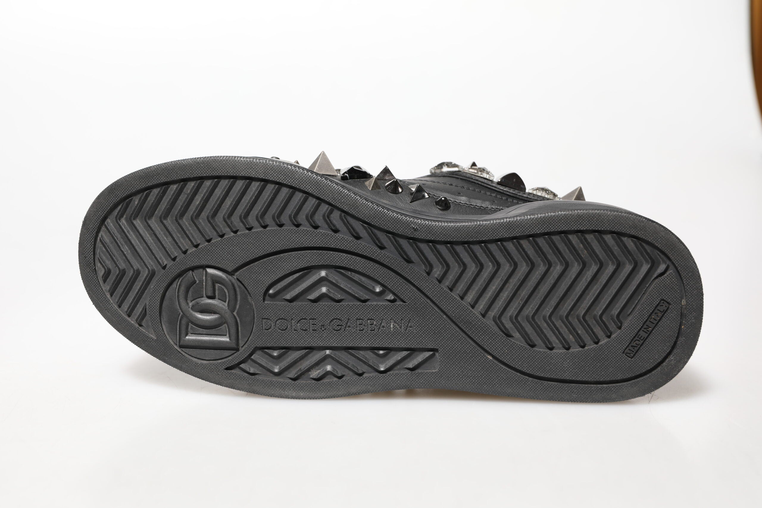Dolce & Gabbana Black Portofino Studded Men Sneakers Shoes