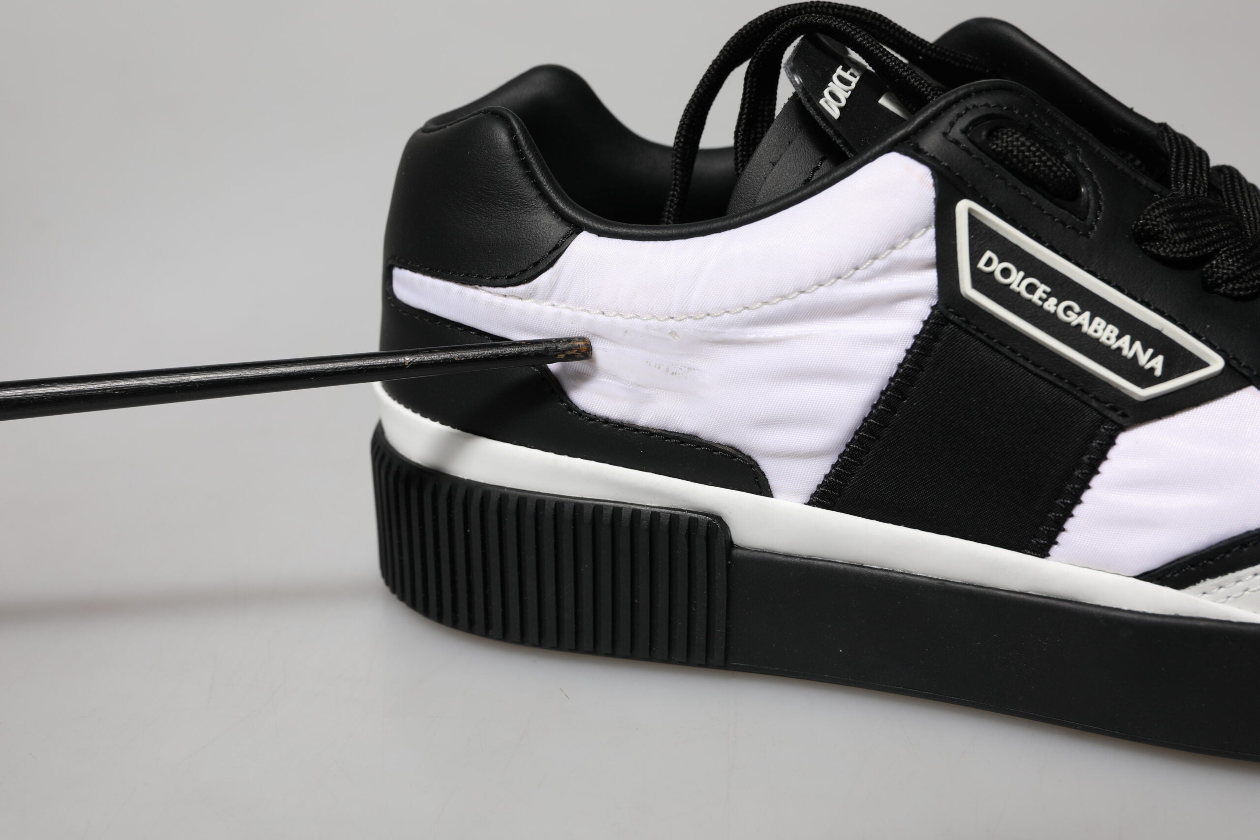 Dolce & Gabbana Black White Leather MIAMI Low Top Sneakers Shoes