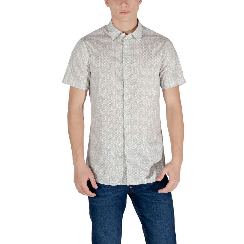 Armani Exchange Cream Cotton Short Sleeve Shirt