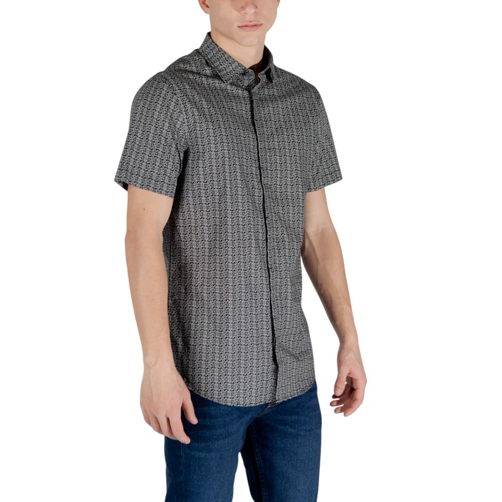 Armani Exchange Black Cotton Short Sleeve Shirt