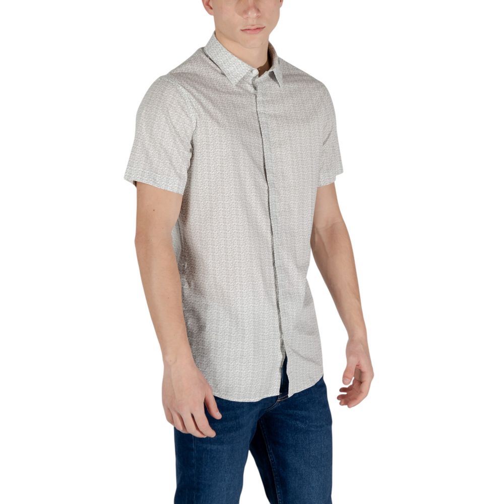 Armani Exchange Cream Cotton Short Sleeve Shirt