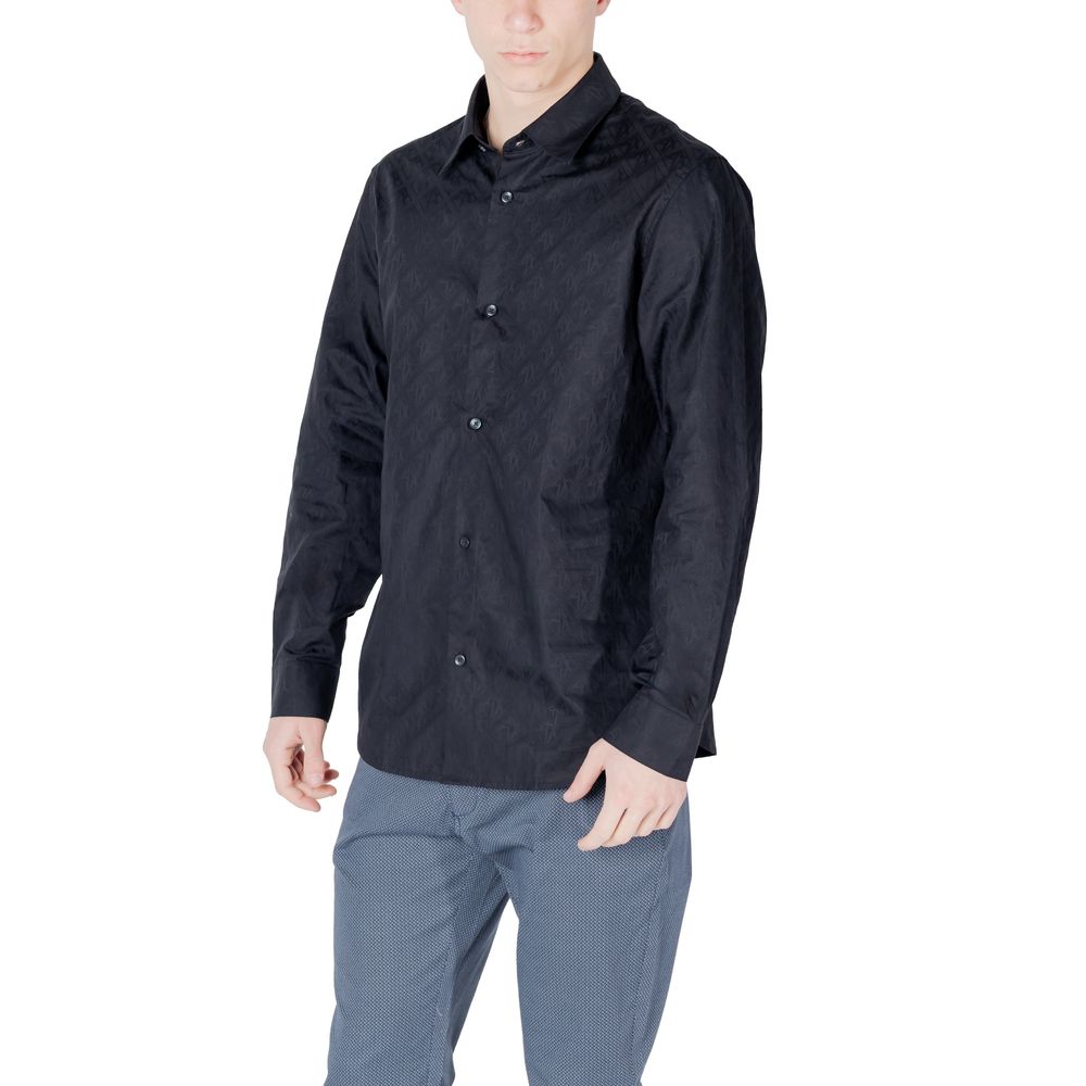 Armani Exchange Blue Cotton Shirt LUNESCAPE