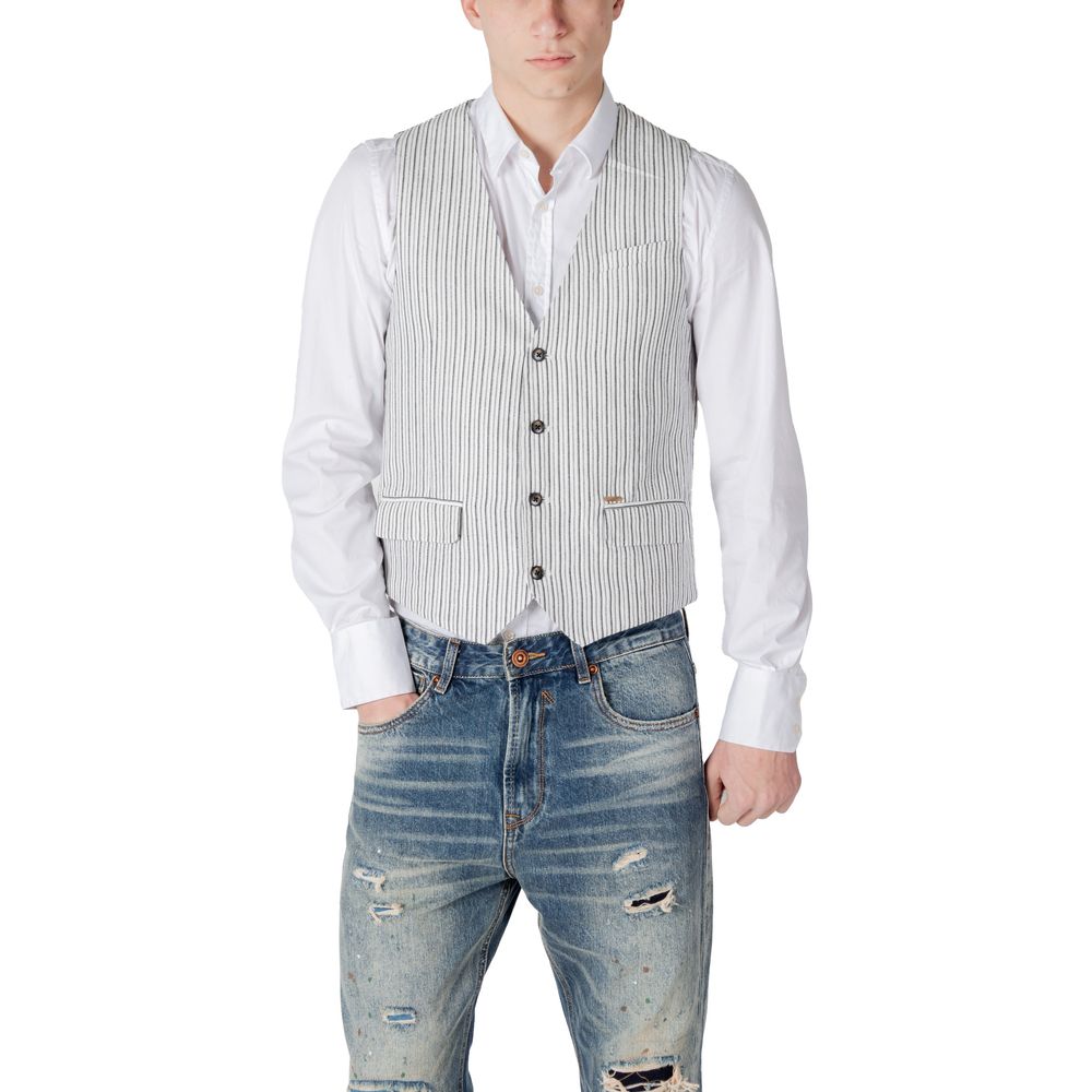 Gianni Lupo Black Linen Waistcoat