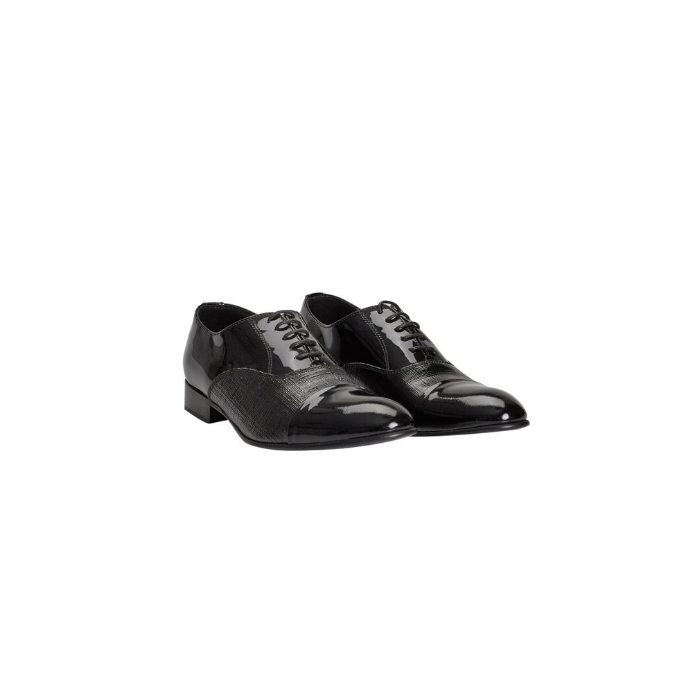 Roberto Pepe Luxury Black Leather Men Shoe