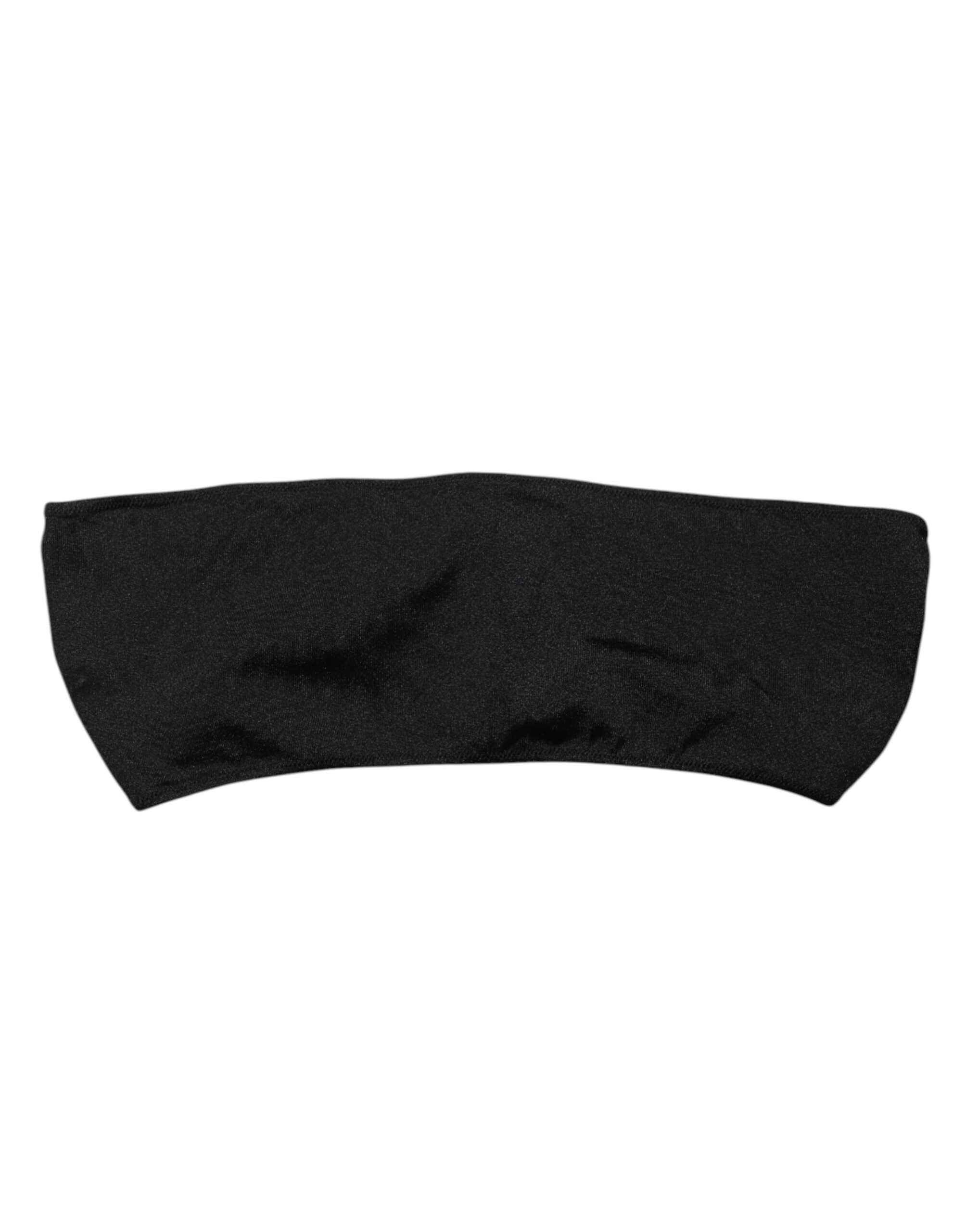 Dolce & Gabbana Black Nylon Blend Bandeau Strapless Tube  Top