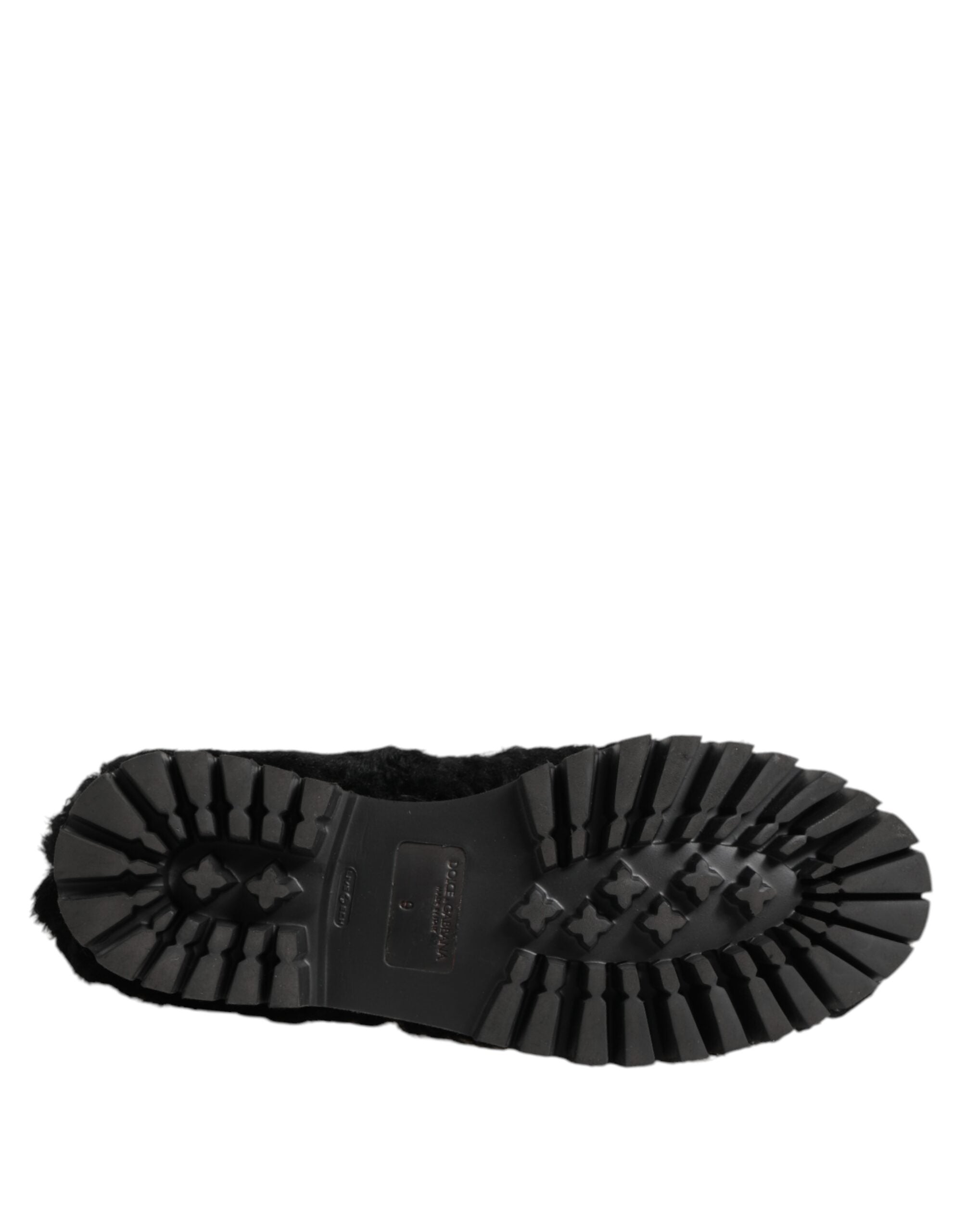 Dolce & Gabbana Dress Black Fur Leather Slipper