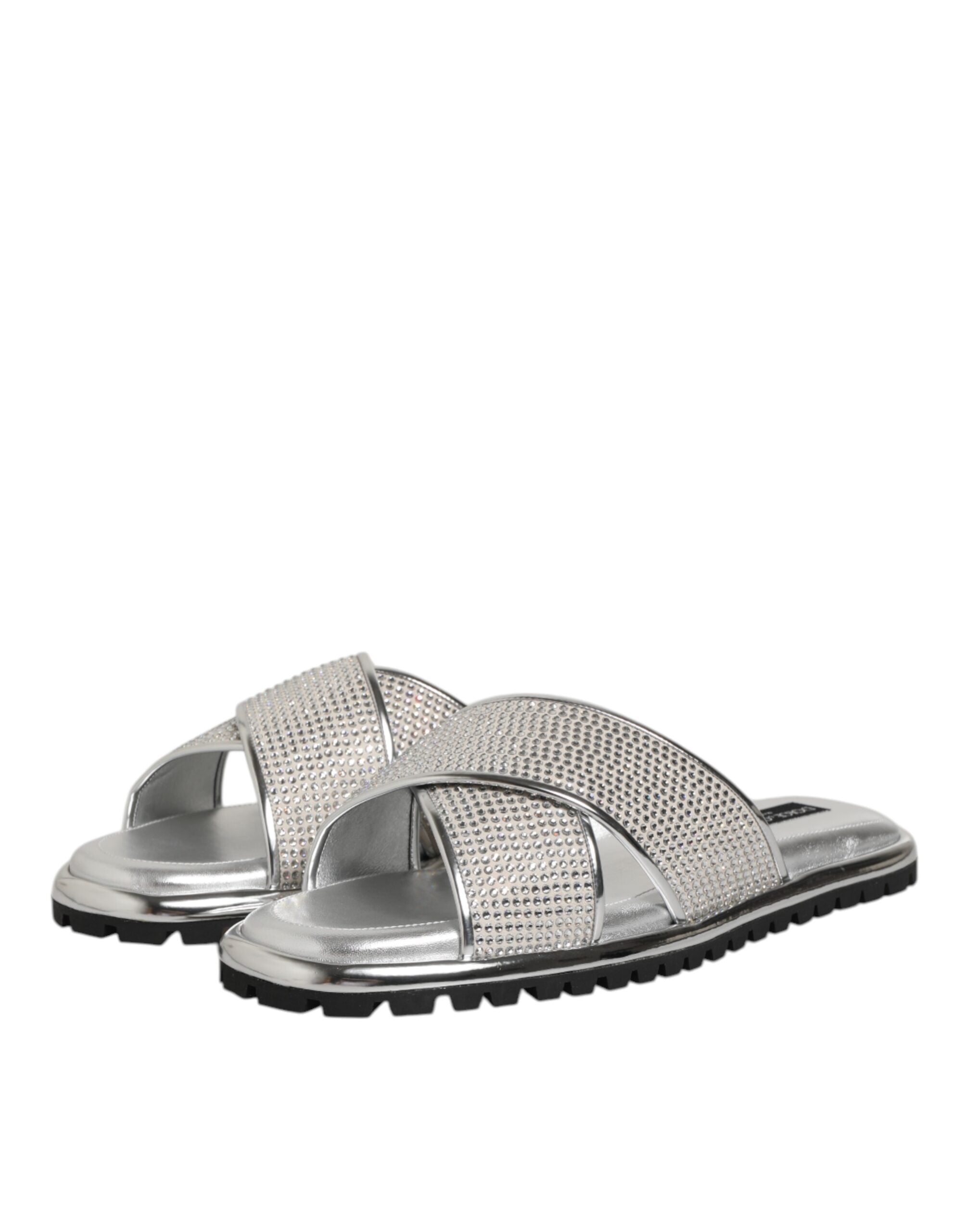 Dolce & Gabbana Silver Strass Slipper