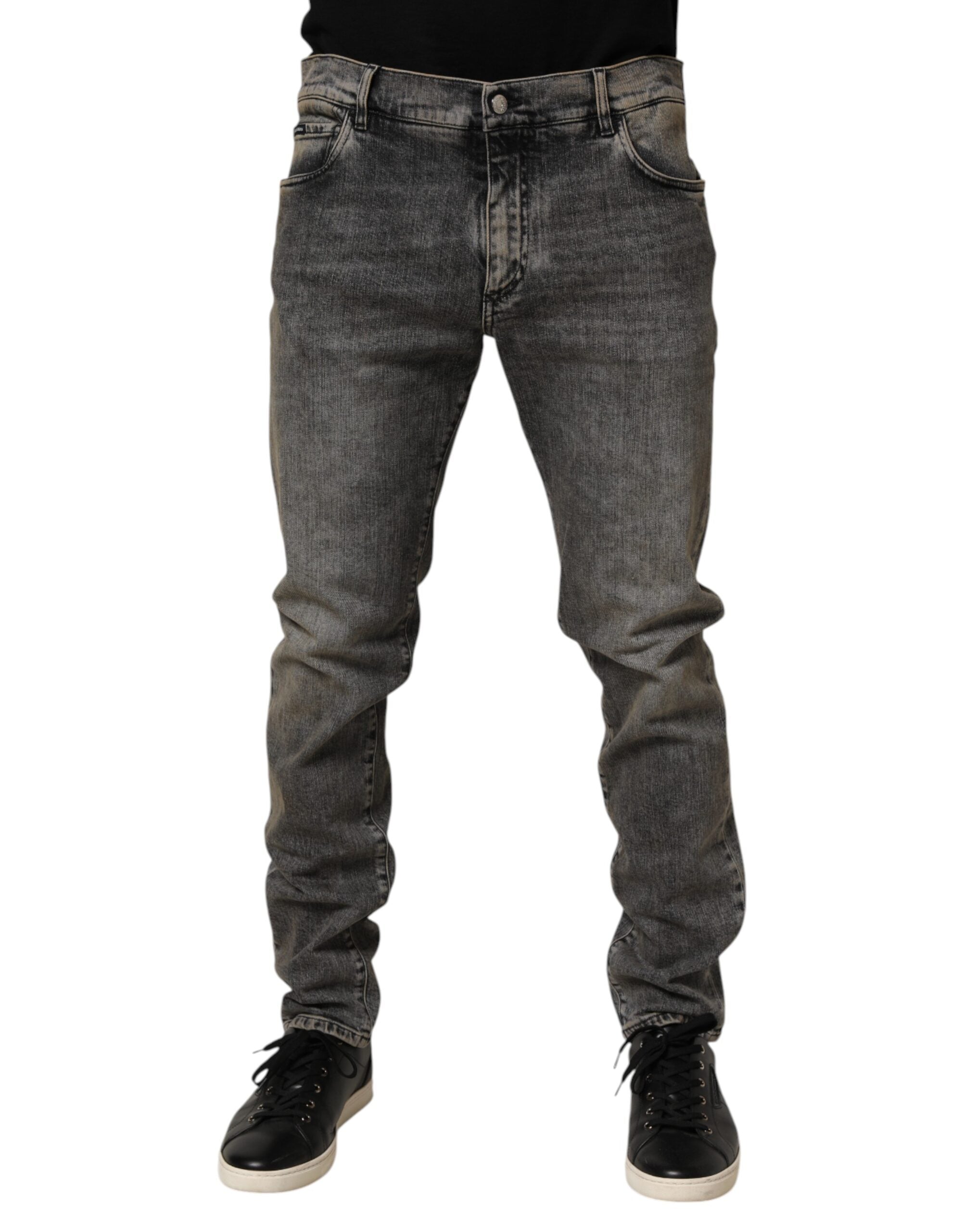 Dolce & Gabbana Gray Cotton Stretch Slim Fit Men Denim Jeans LUNESCAPE