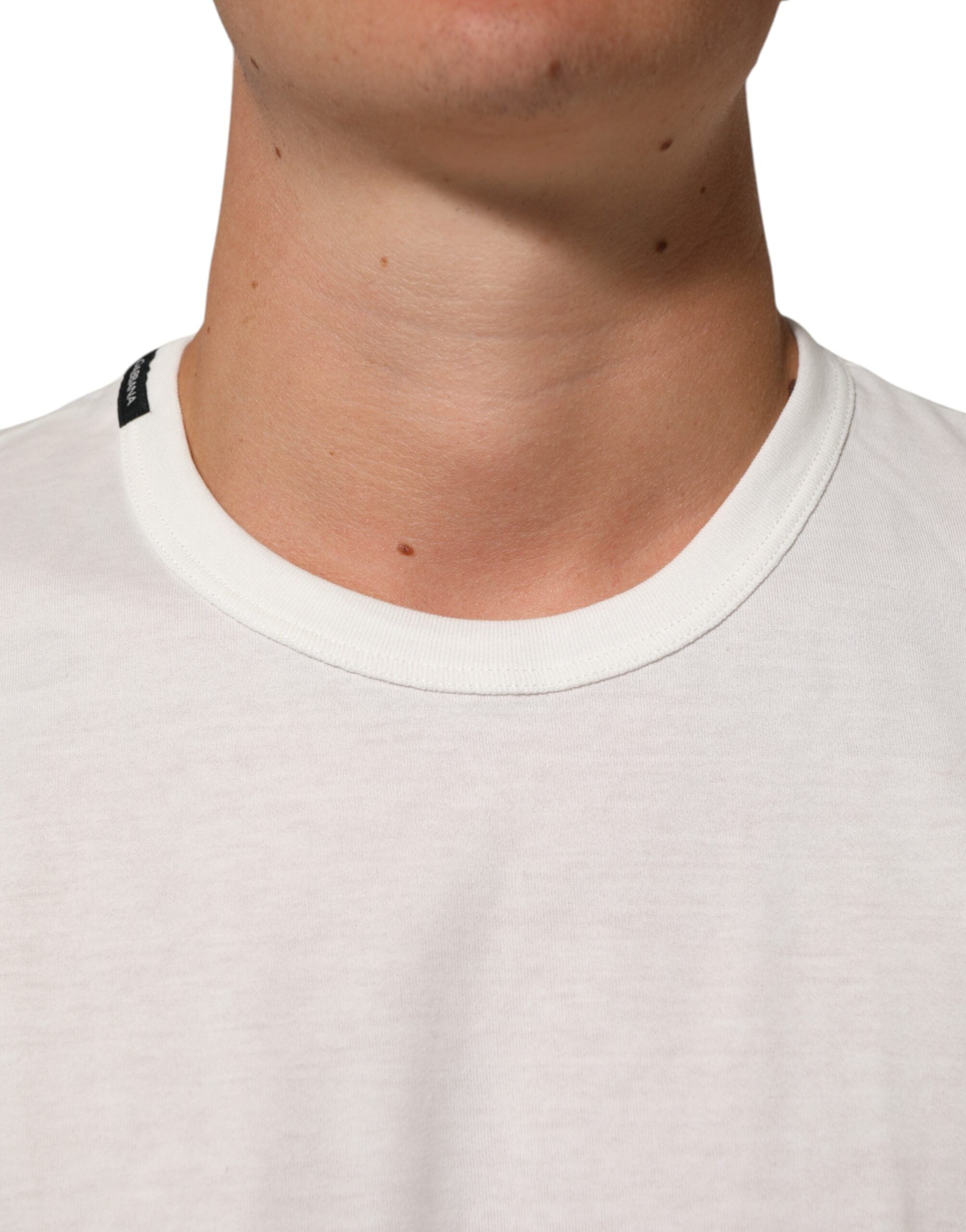 Dolce & Gabbana White Cotton Goodluck 2020 Crew Neck T-shirt LUNESCAPE