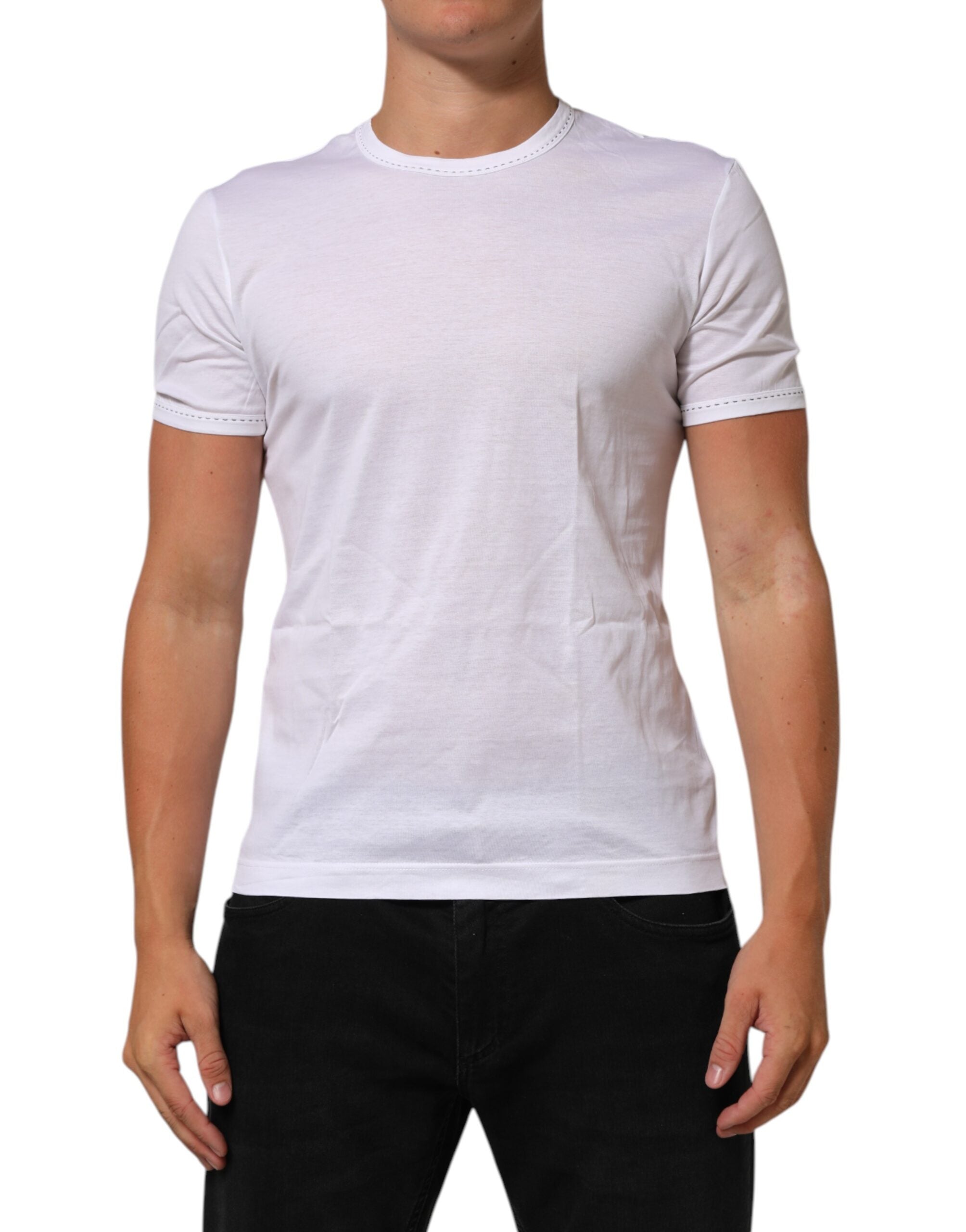Dolce & Gabbana White Cotton Crew Neck Underwear Tee T-shirt LUNESCAPE