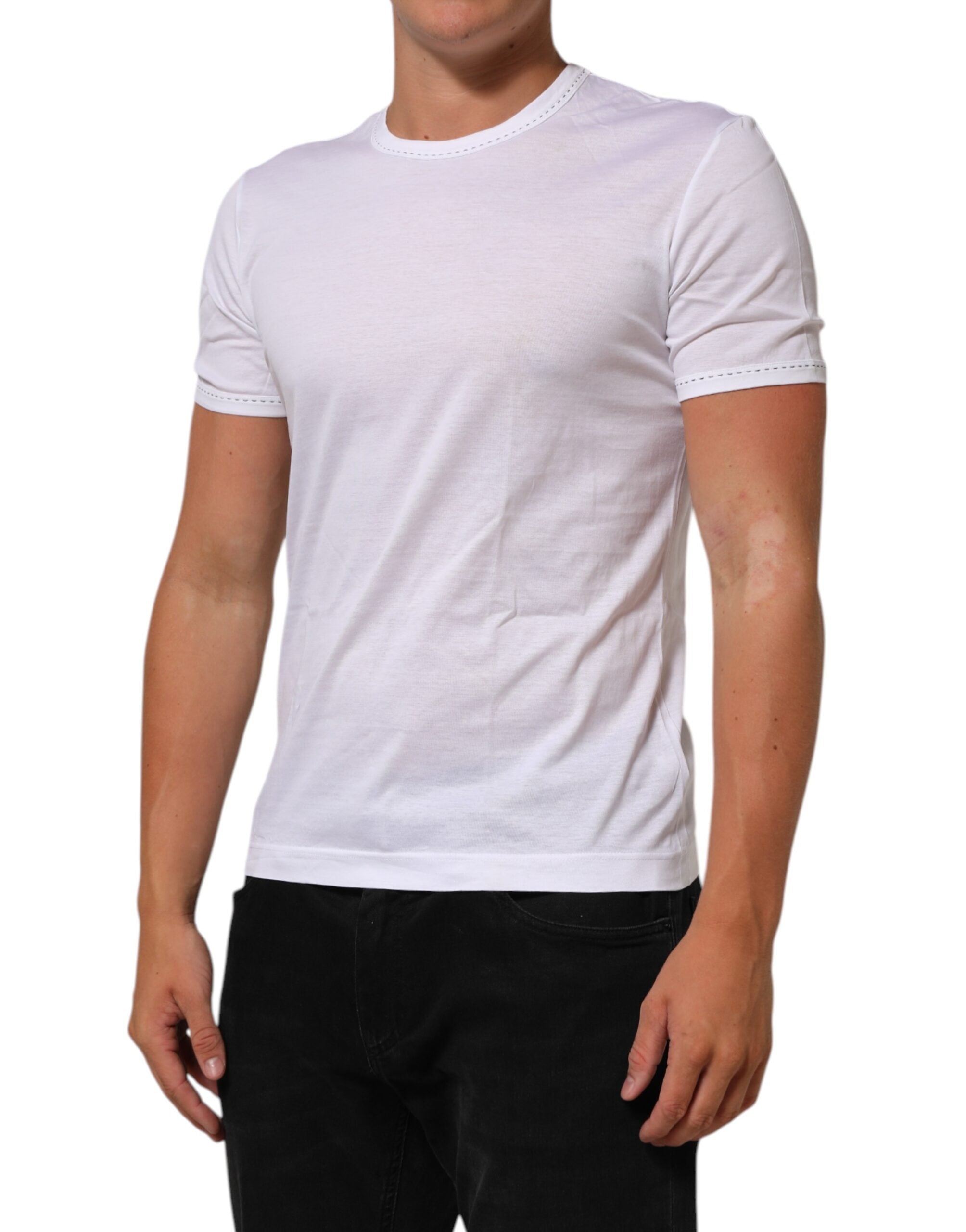 Dolce & Gabbana White Cotton Crew Neck Underwear Tee T-shirt LUNESCAPE