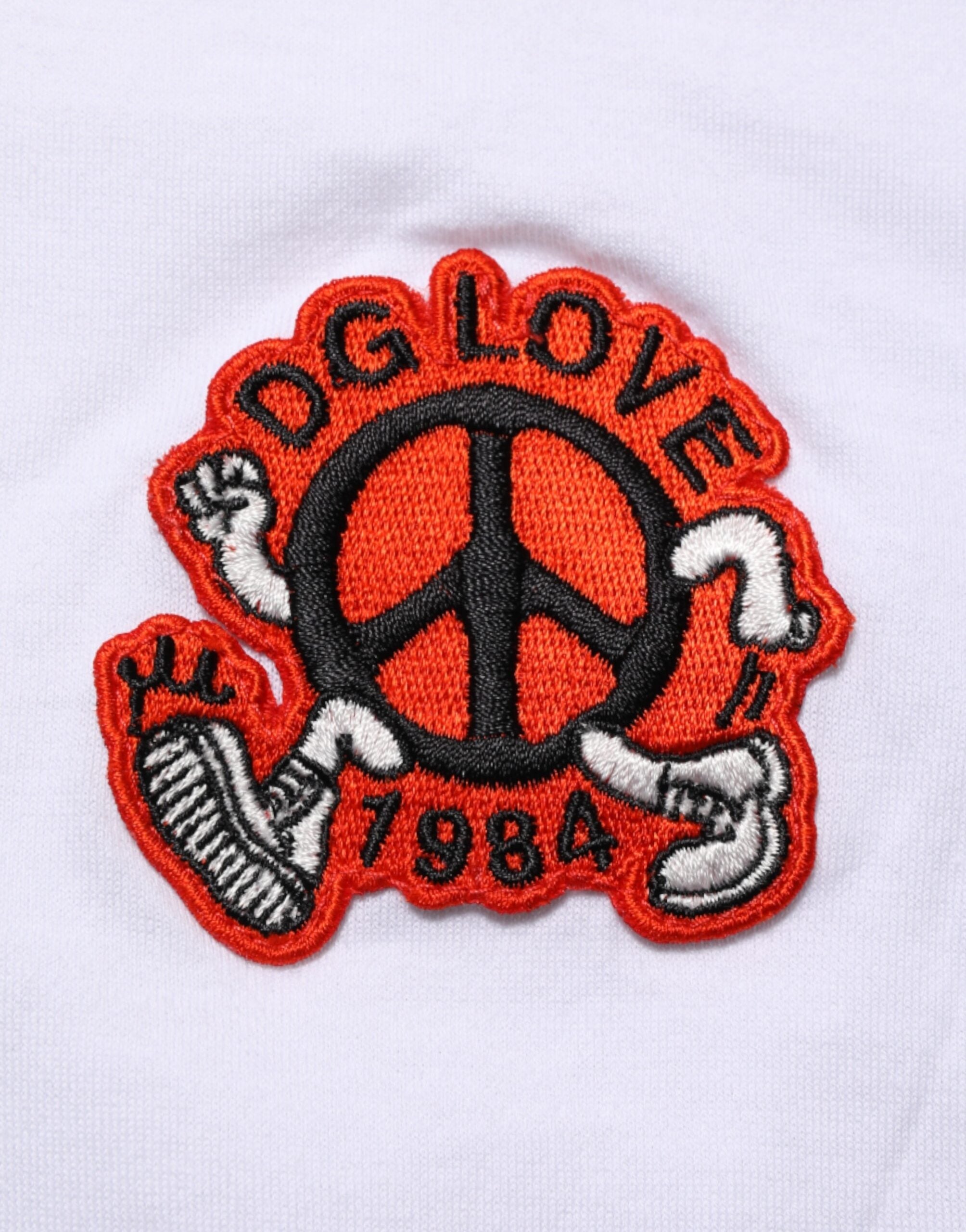 Dolce & Gabbana White Cotton DG Love Patch Crew Neck T-shirt LUNESCAPE