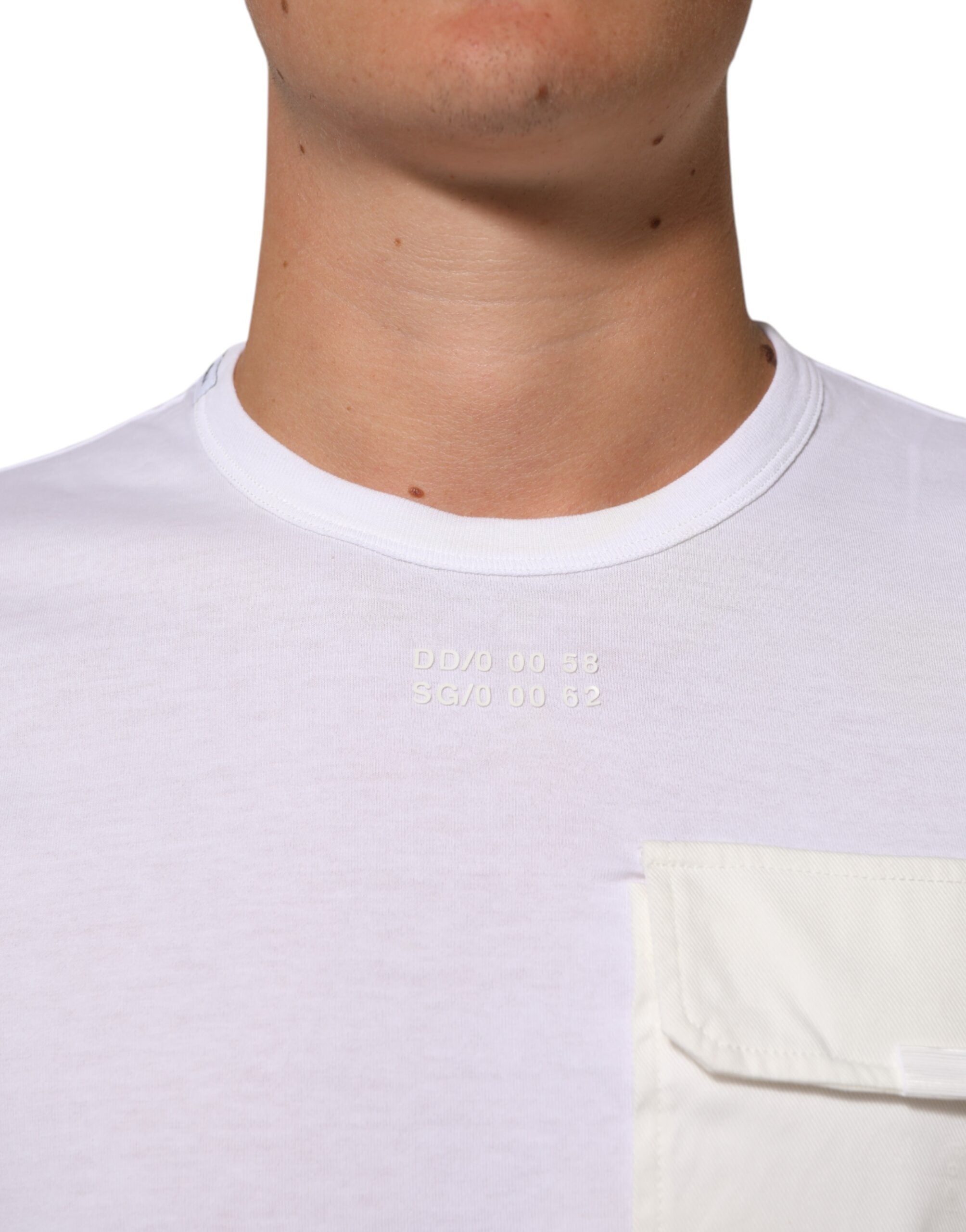 Dolce & Gabbana White Cotton Pocket Crew Neck Men Tee T-shirt LUNESCAPE
