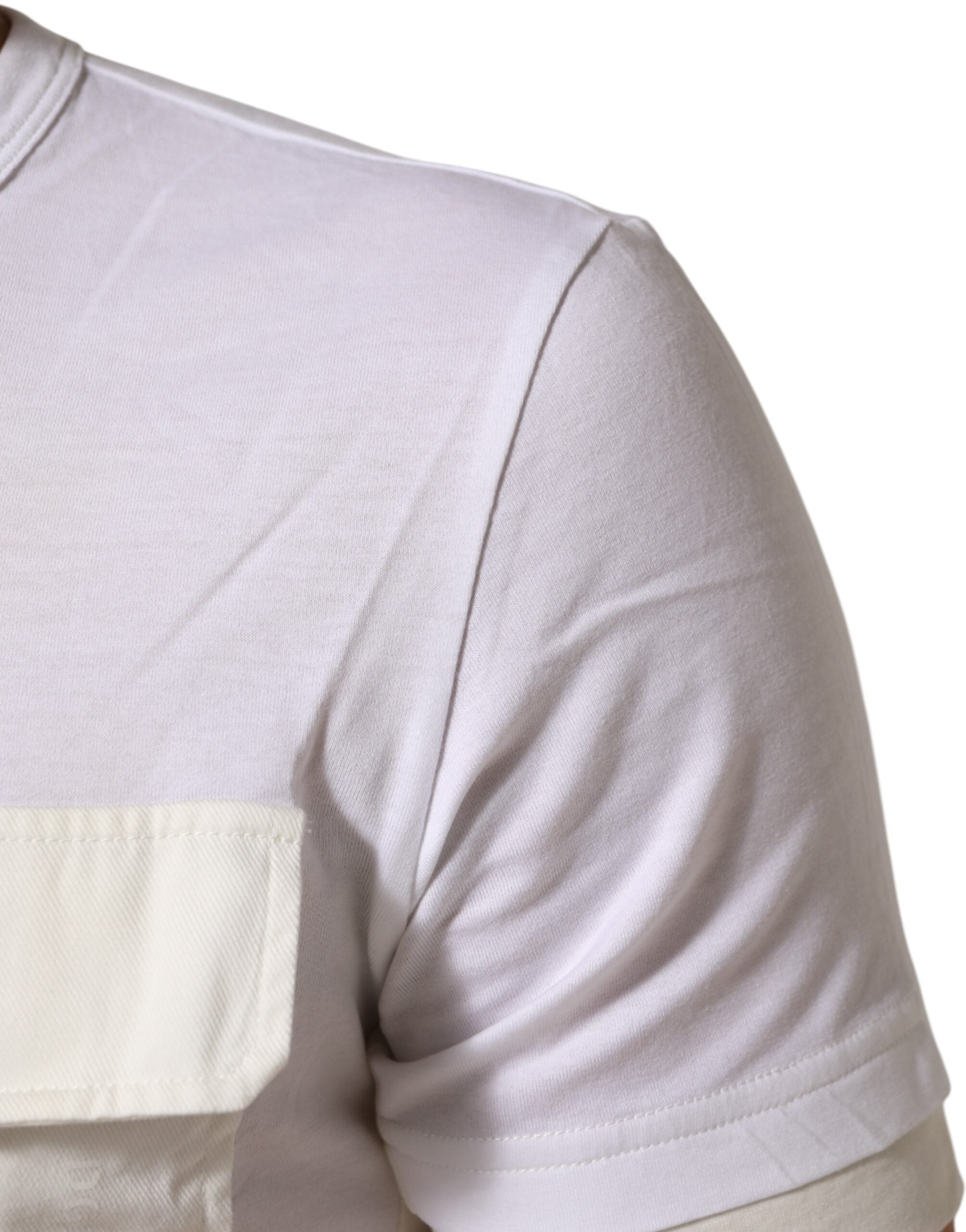 Dolce & Gabbana White Cotton Pocket Crew Neck Men Tee T-shirt LUNESCAPE