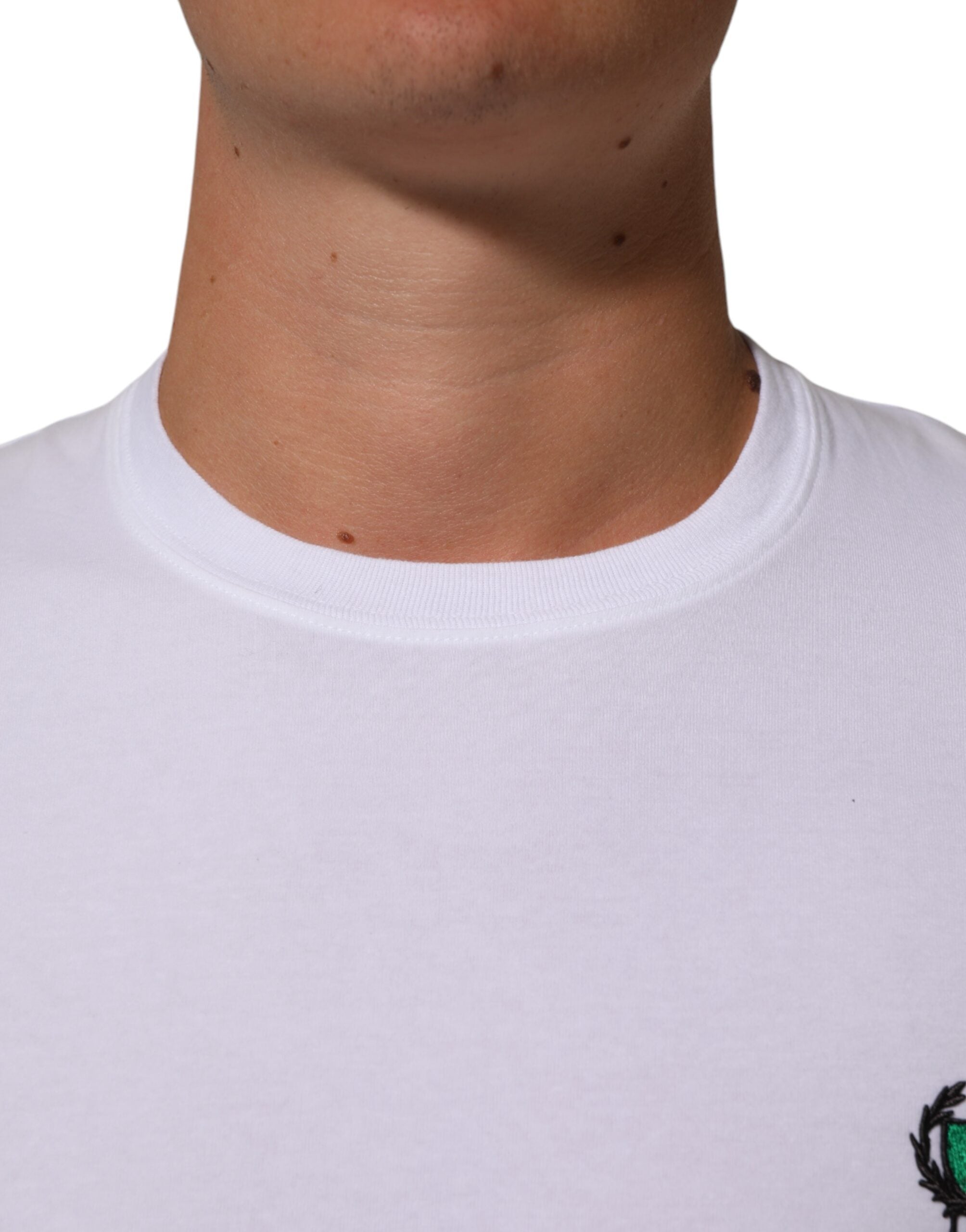 Dolce & Gabbana White Cotton DG Italia Round Neck Men T-shirt LUNESCAPE