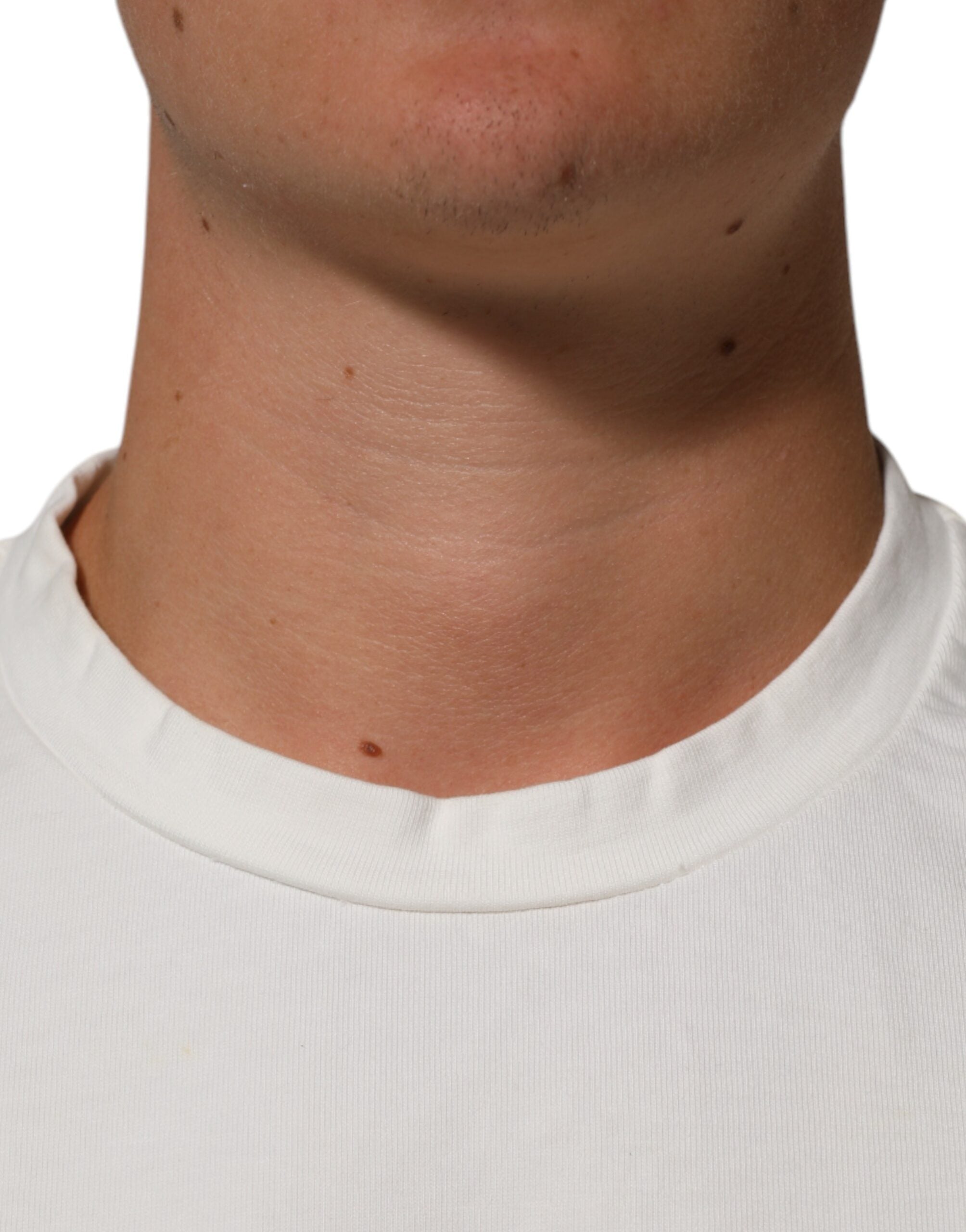Dolce & Gabbana White Cotton Logo Print Crew Neck Men T-shirt LUNESCAPE