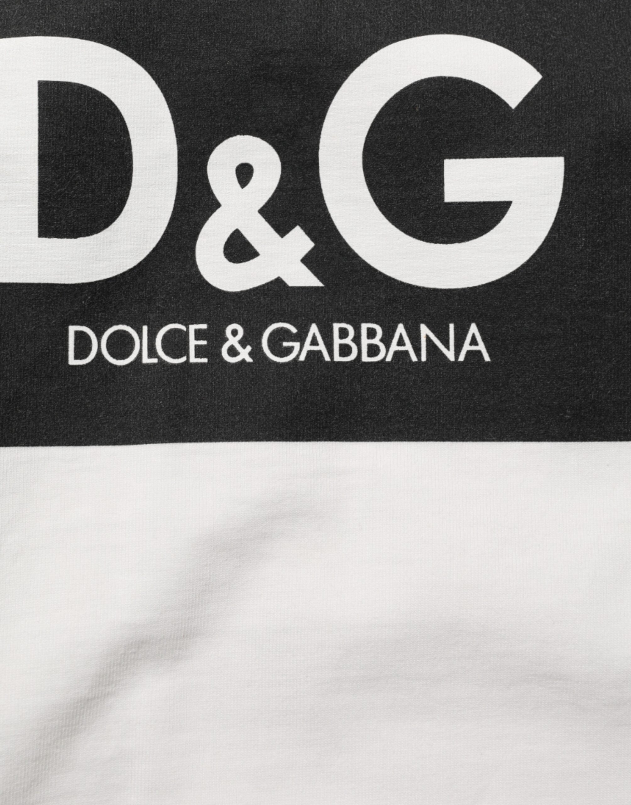 Dolce & Gabbana White Cotton Logo Print Crew Neck Men T-shirt LUNESCAPE