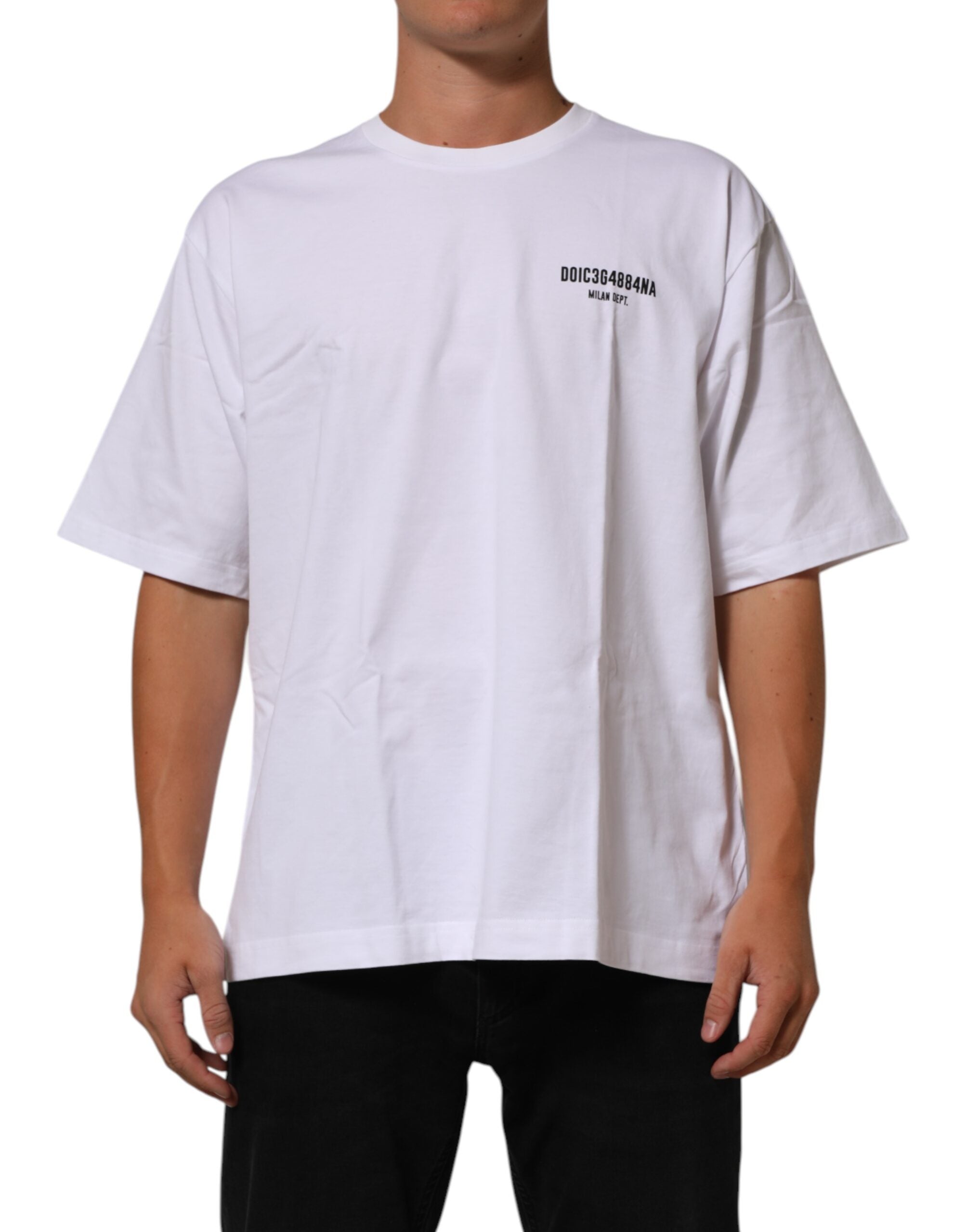 Dolce & Gabbana White Cotton Logo Print Crew Neck T-shirt LUNESCAPE